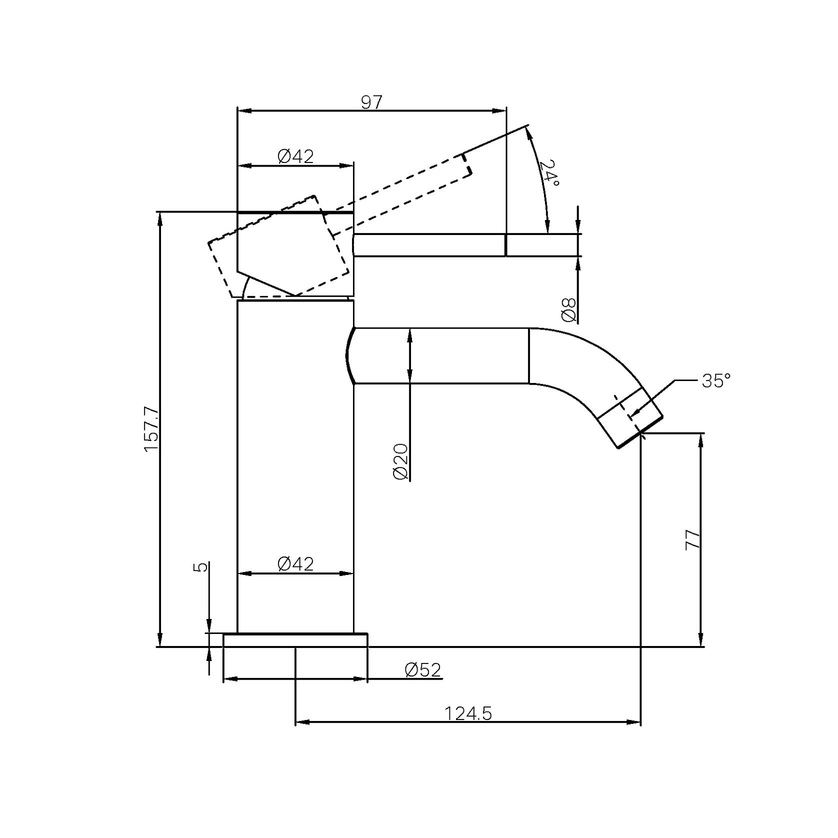Zen SS316L Basin Mixer | Graphite gallery detail image
