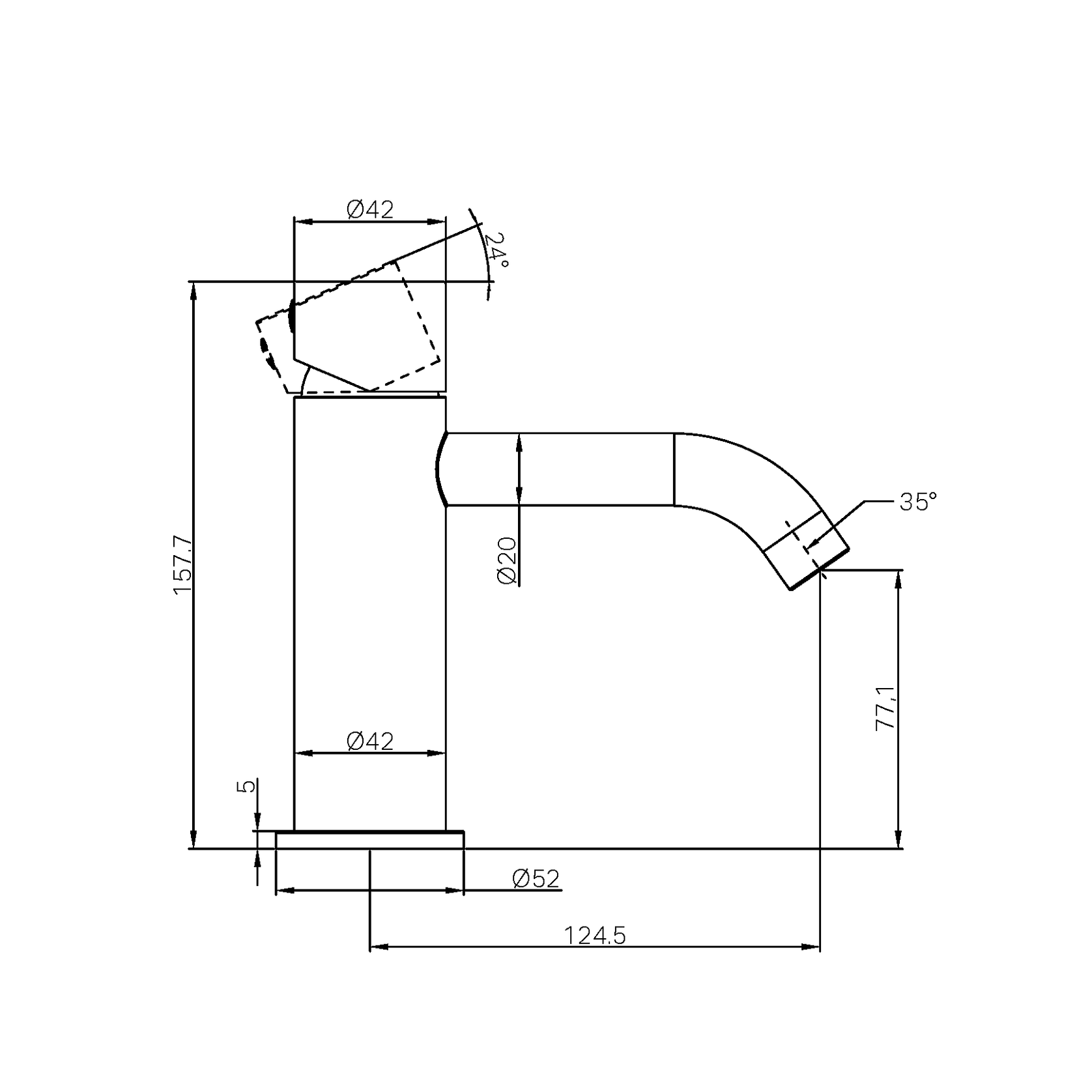 Zen SS316L Basin Mixer Handless | Graphite gallery detail image