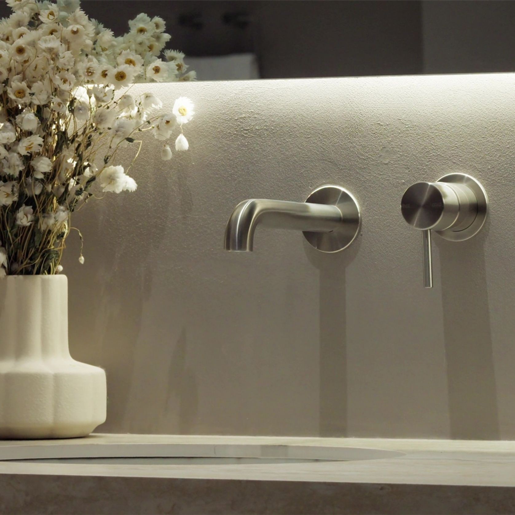 Zen SS316L Wall Basin/Bath Mixer Separate Back Plate 185mm Spout | Brushed Nickel gallery detail image