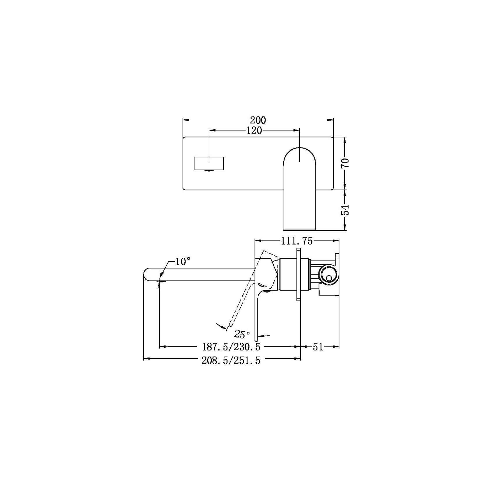 Bianca Wall Basin/Bath Mixer 187mm | Gun Metal gallery detail image
