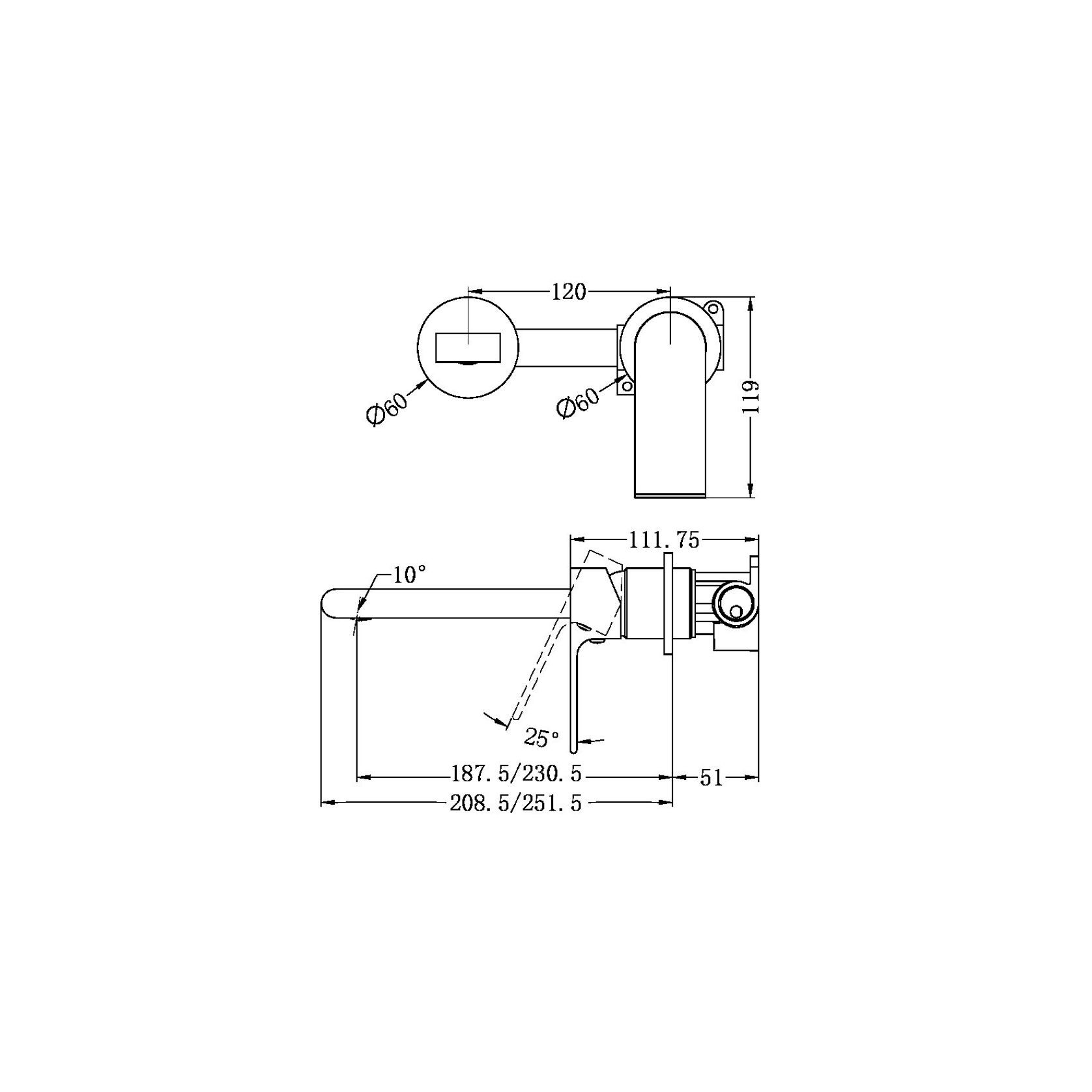 Bianca Mixer Separate Back Plate 187mm | Chrome gallery detail image