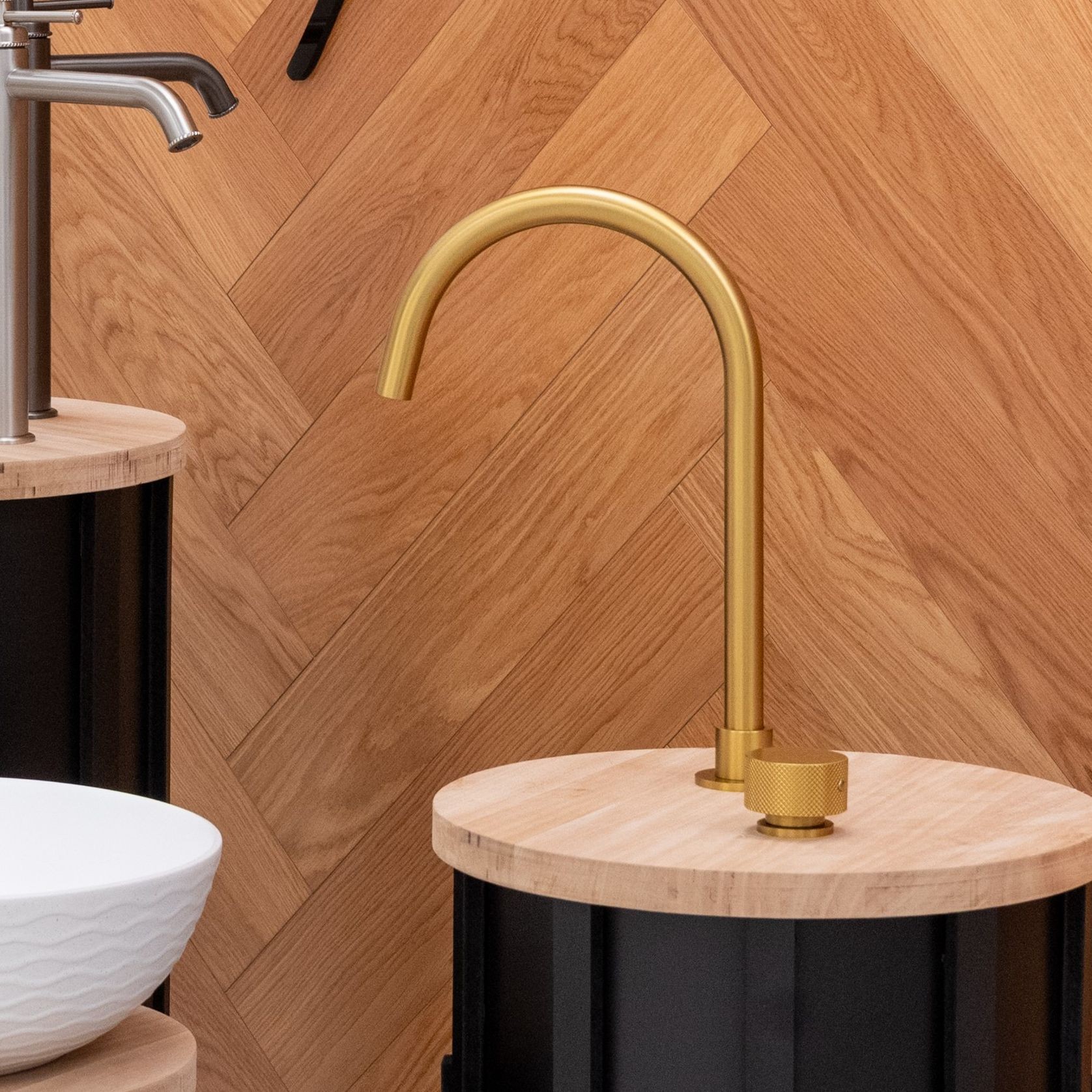 Moon Swivel Basin Mixer Brushed Brass gallery detail image