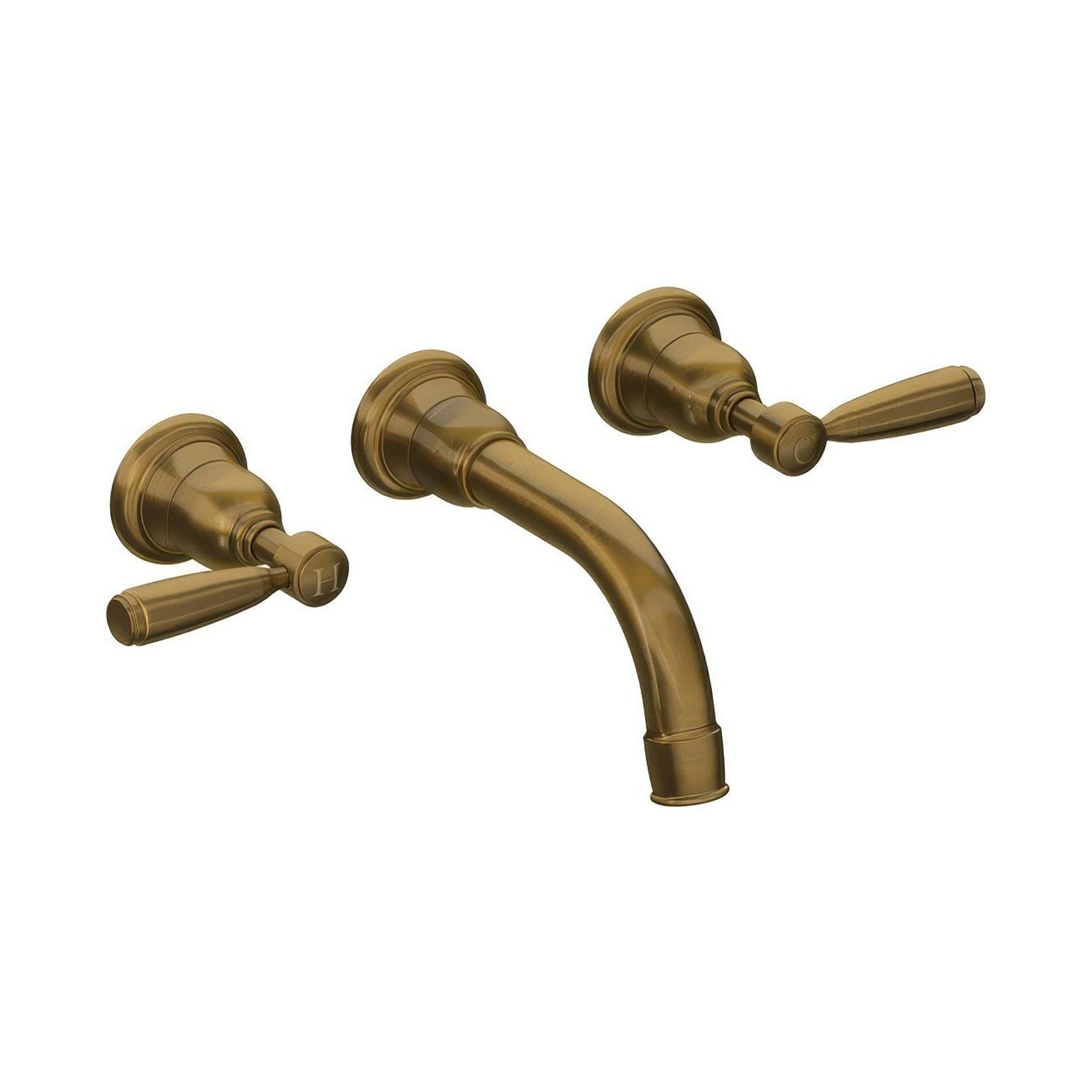 Fairfield - Wall mounted basin tap with metal levers gallery detail image