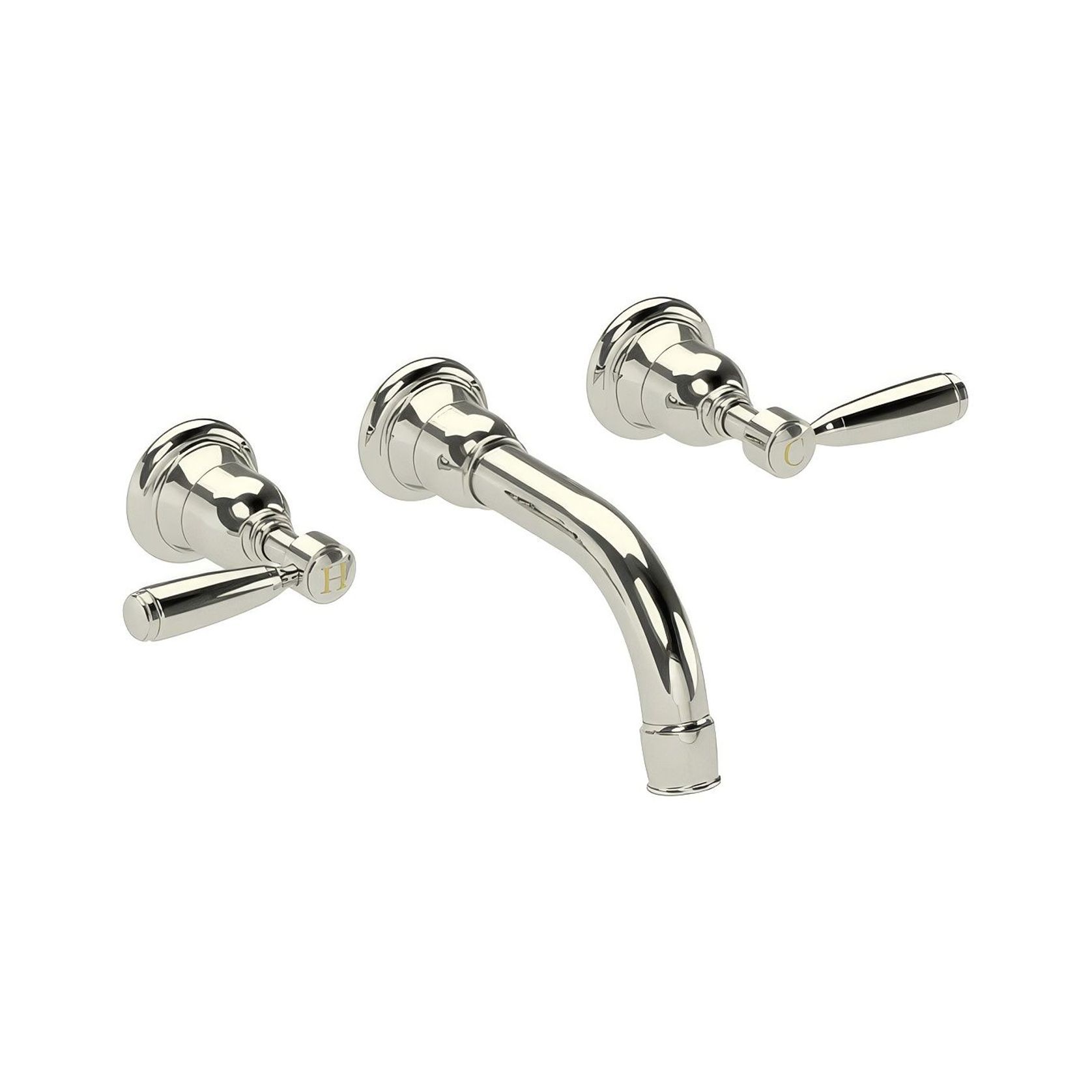 Fairfield - Wall mounted basin tap with metal levers gallery detail image