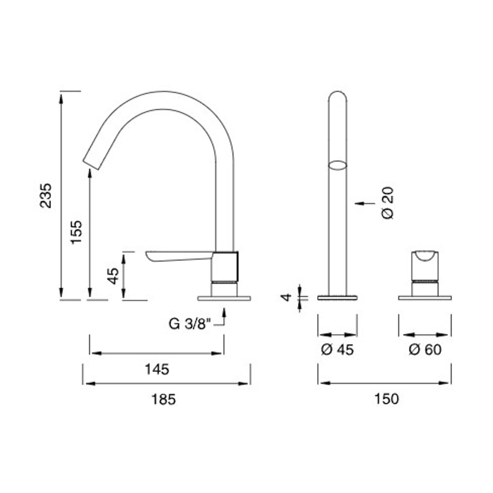 LUTEZIA PLUS Two Hole Mixer with Swivel by CEA gallery detail image