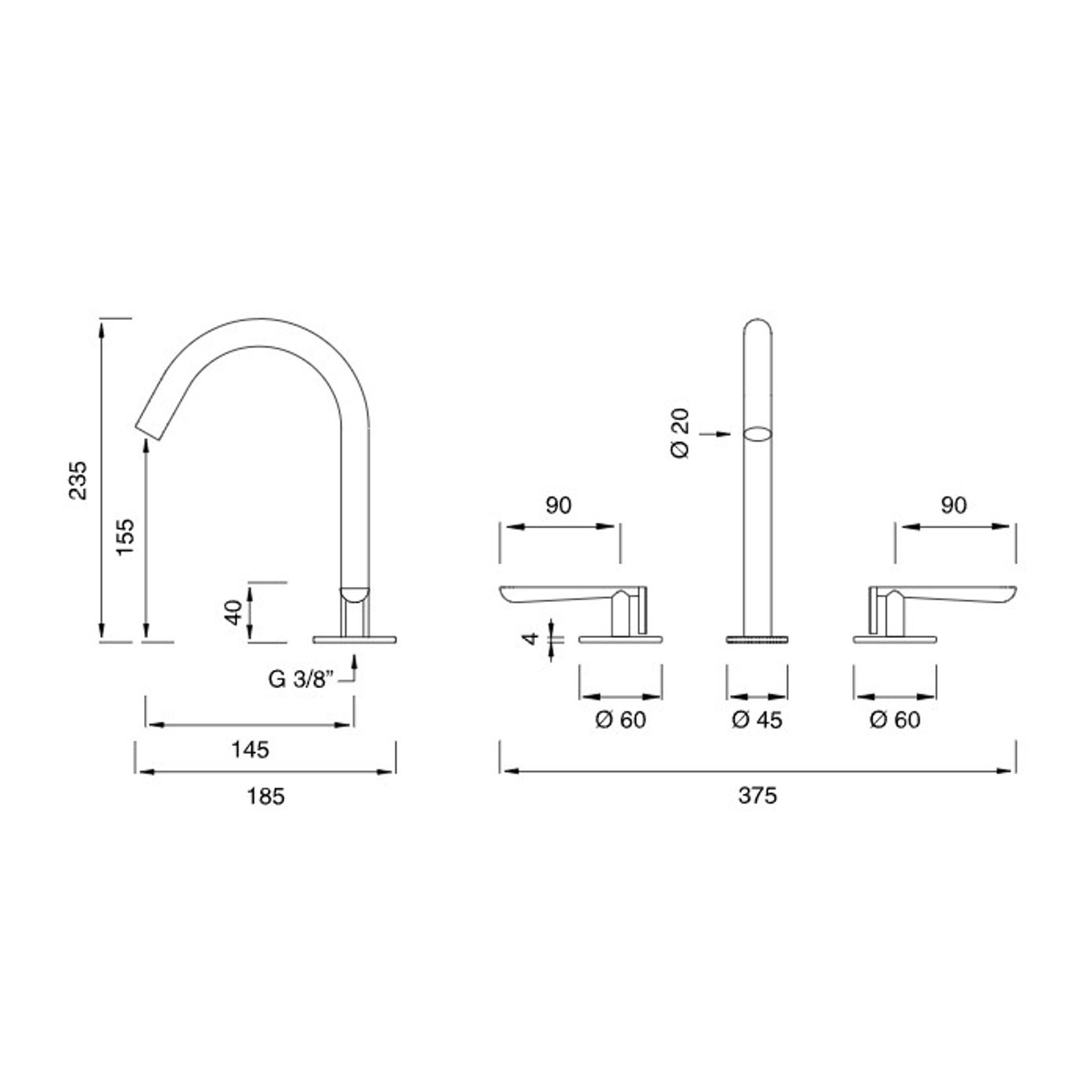 LUTEZIA 3 Hole Swivel Spout by CEA gallery detail image