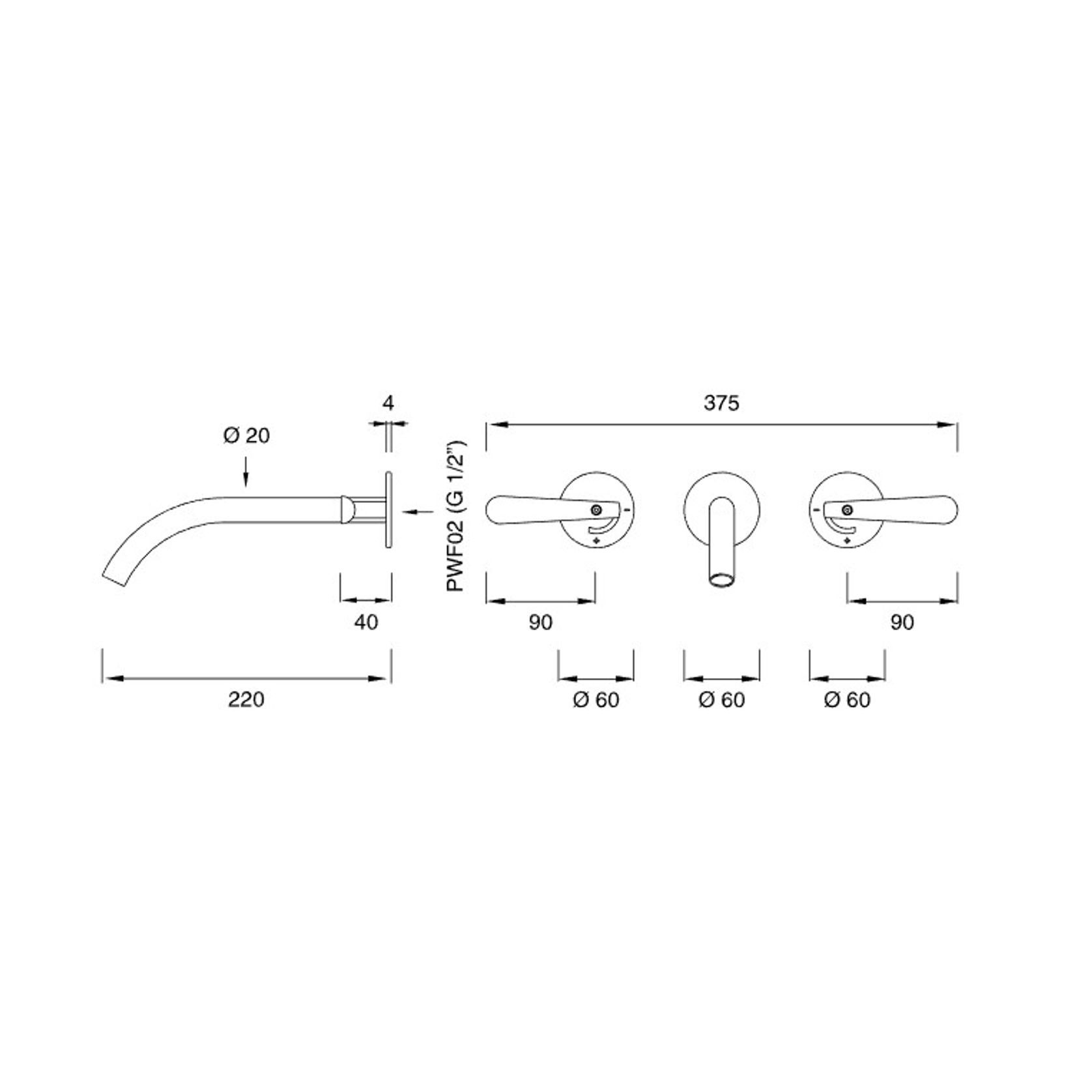 LUTEZIA Wall Mounted Dual Mixer by CEA gallery detail image