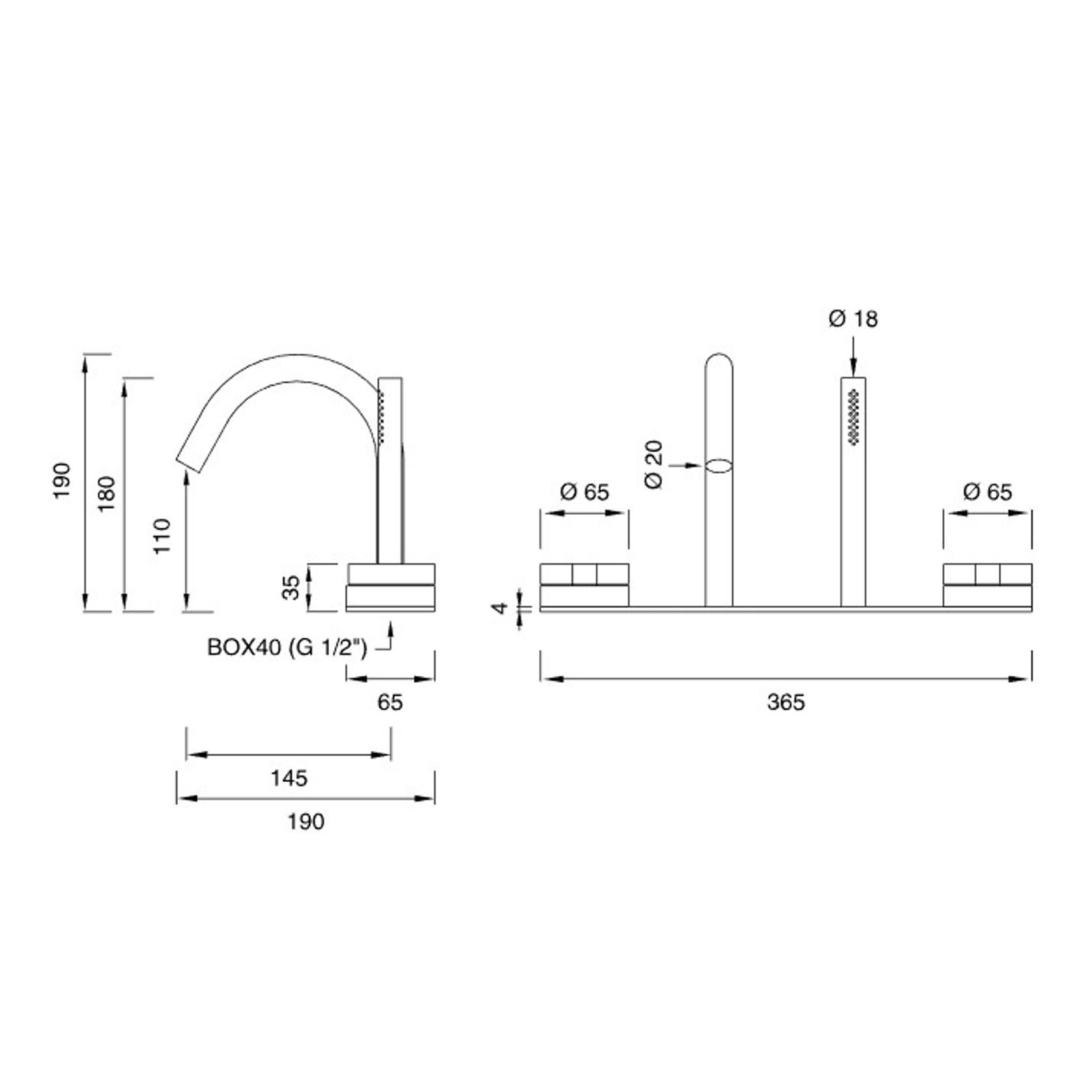 GIOTTO PLUS Rim Mounted Tap Mixer Set by CEA gallery detail image