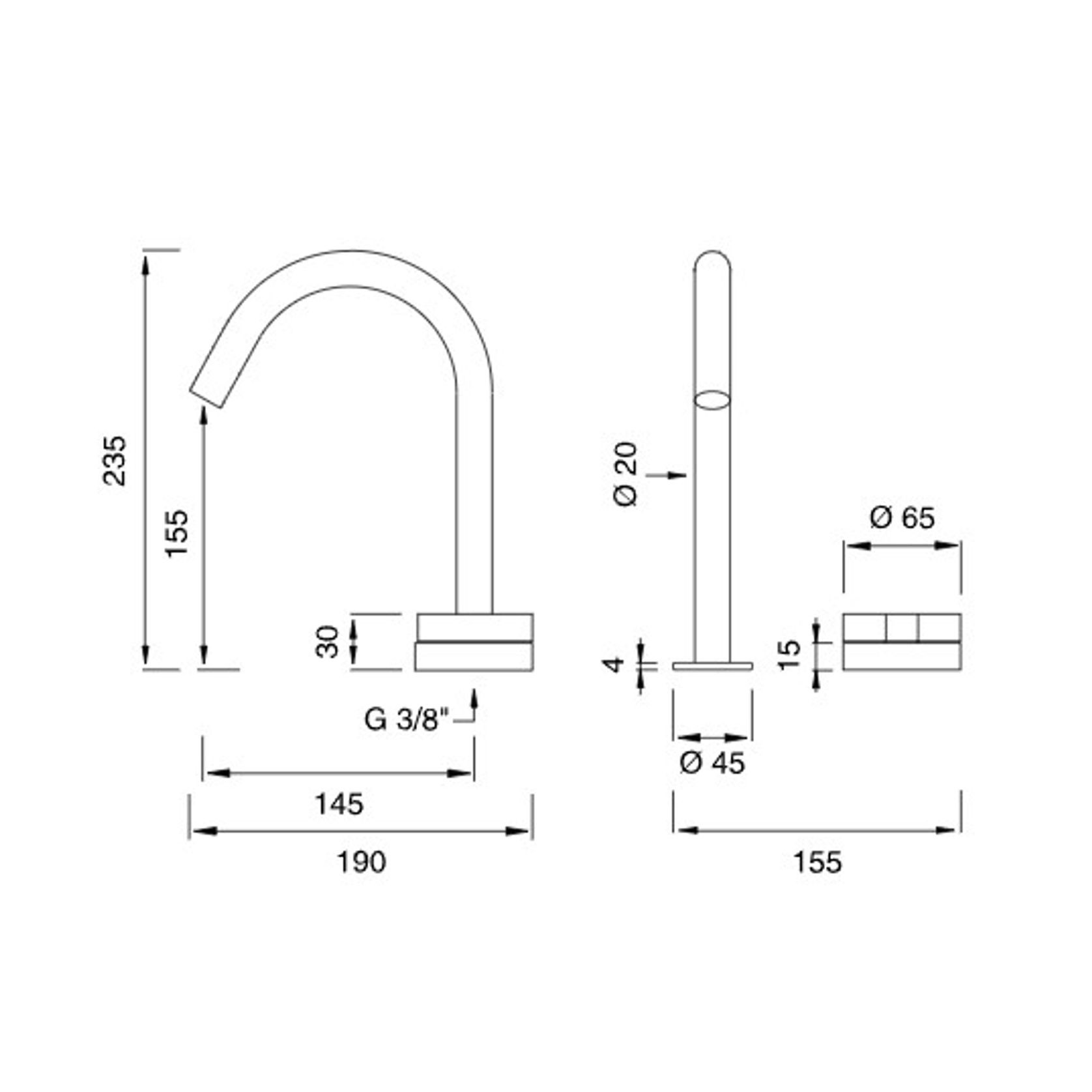 GIOTTO PLUS Two Hole Swivel Spout by CEA gallery detail image