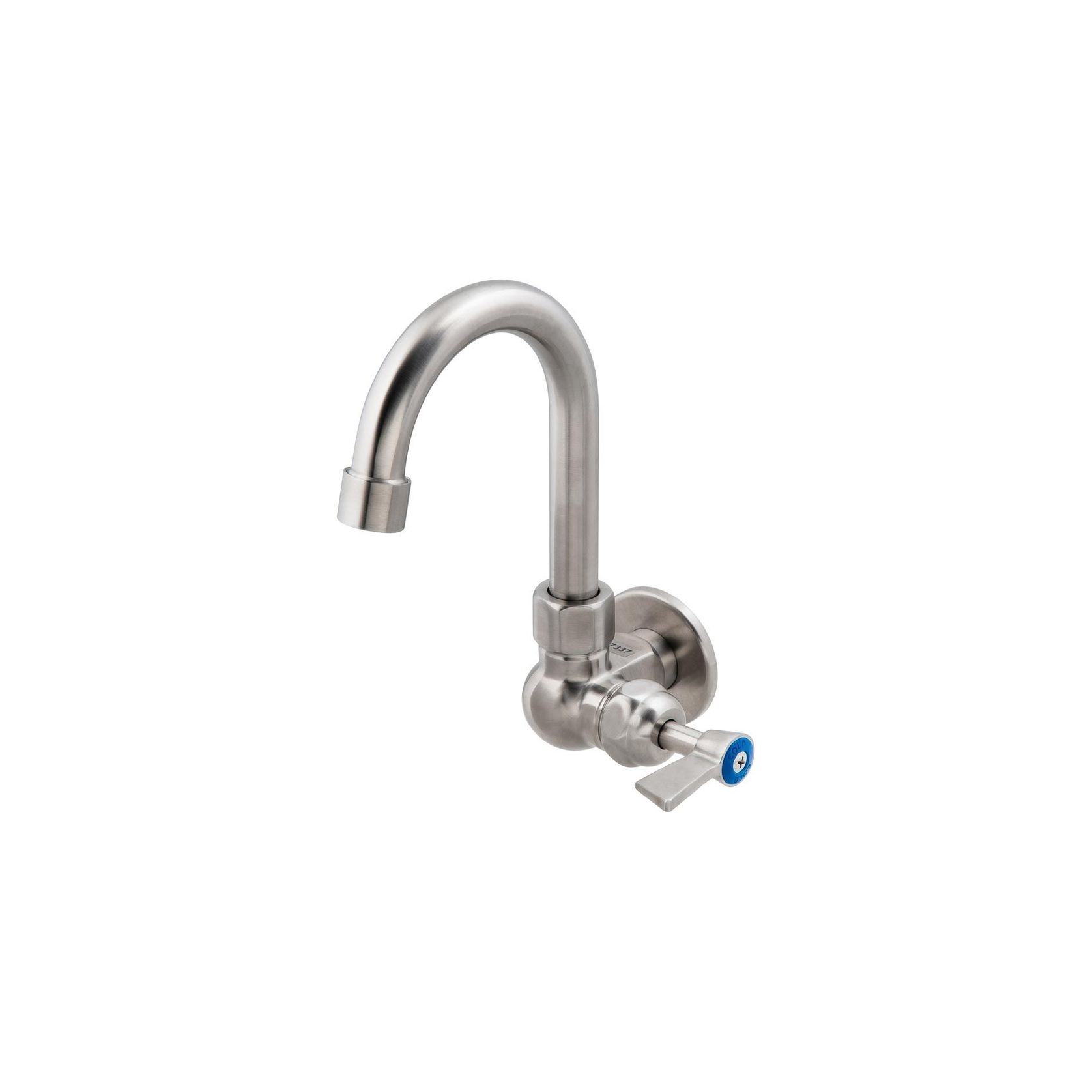 Stainless Steel Single Wall Mount Body with Single Control and Gooseneck Swivel Spout gallery detail image