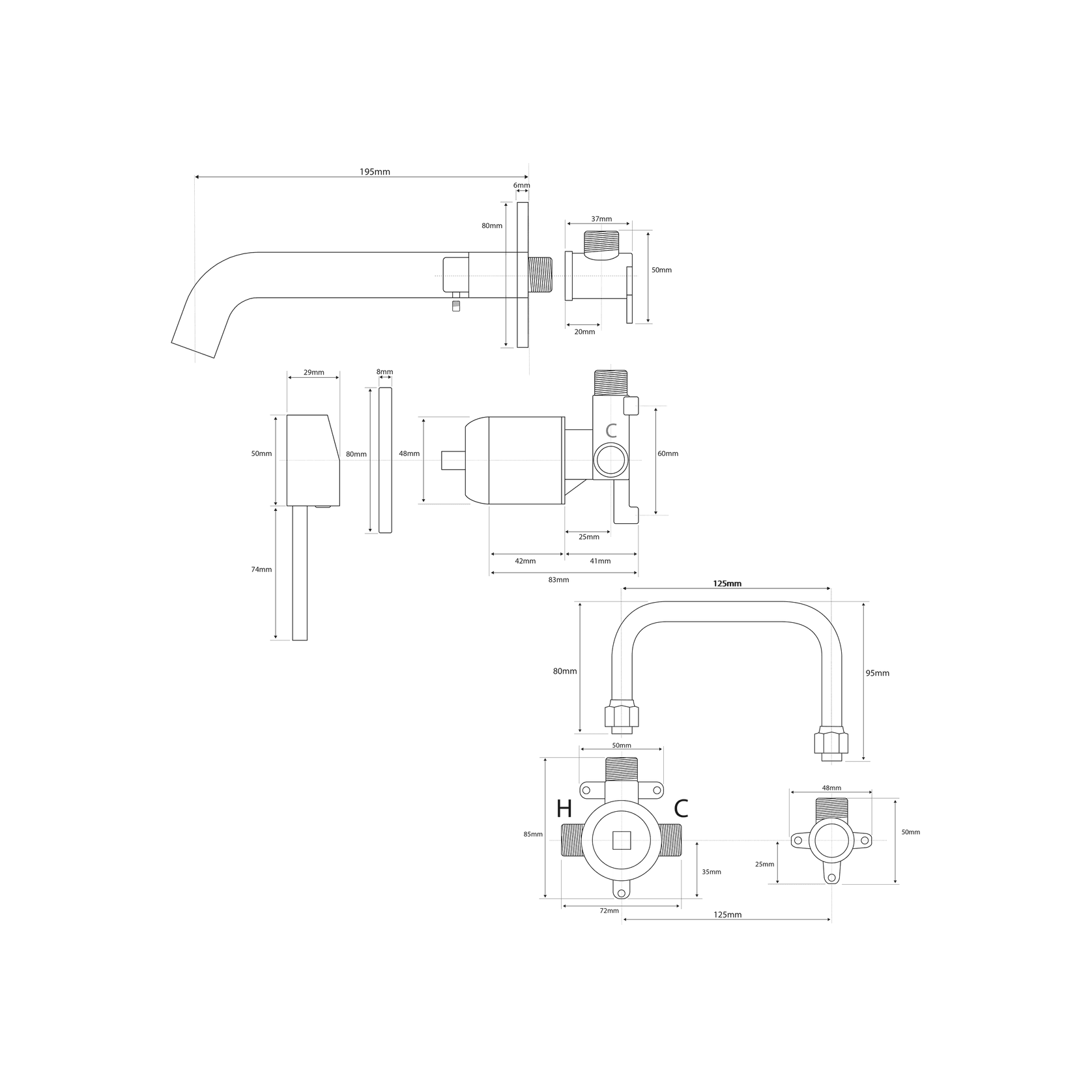 Storm Wall Mounted Basin Mixer gallery detail image