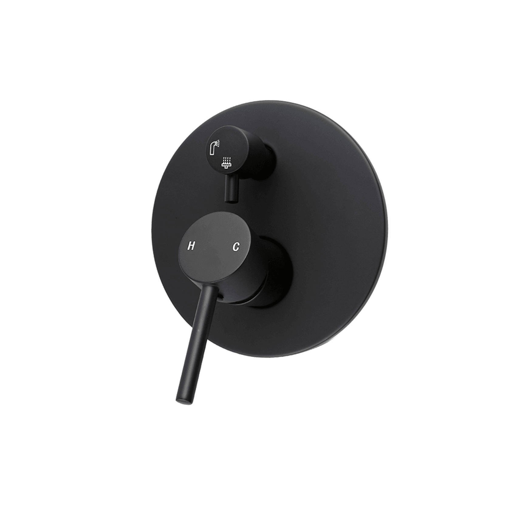 Lucid Pin Wall Mixer with Diverter Matte Black gallery detail image