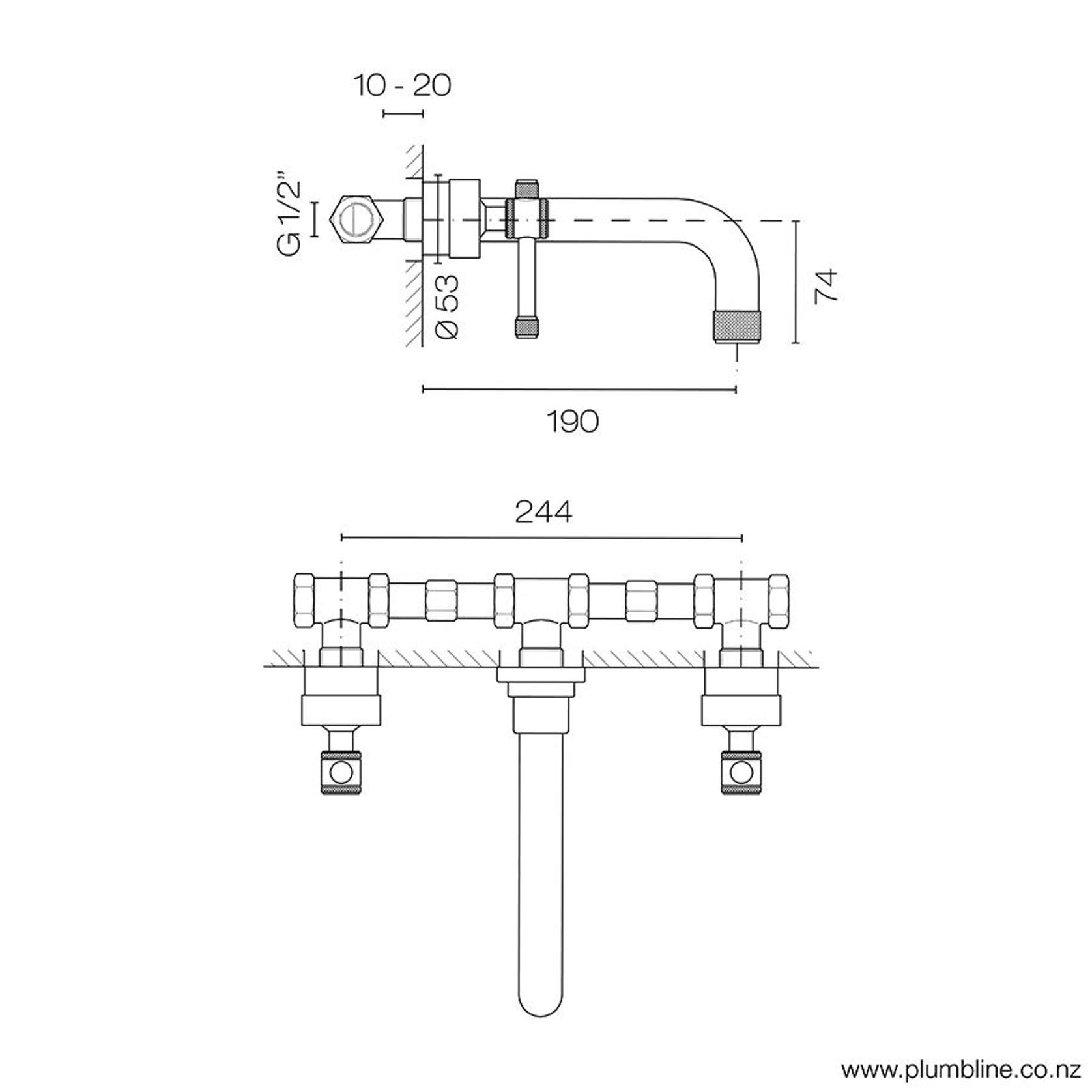 Arena 3 Hole Wall Mount Basin Mixer gallery detail image
