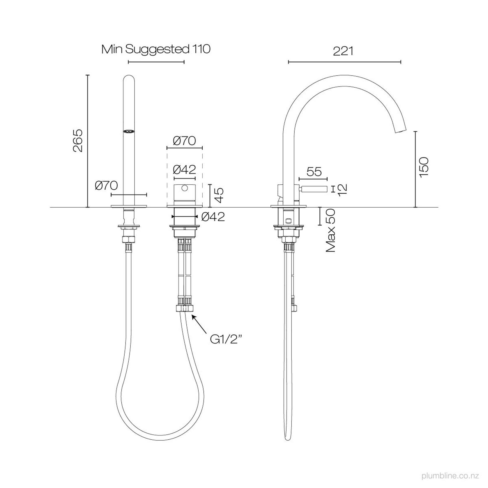 Buddy Pro Round 2 Hole Basin Mixer gallery detail image