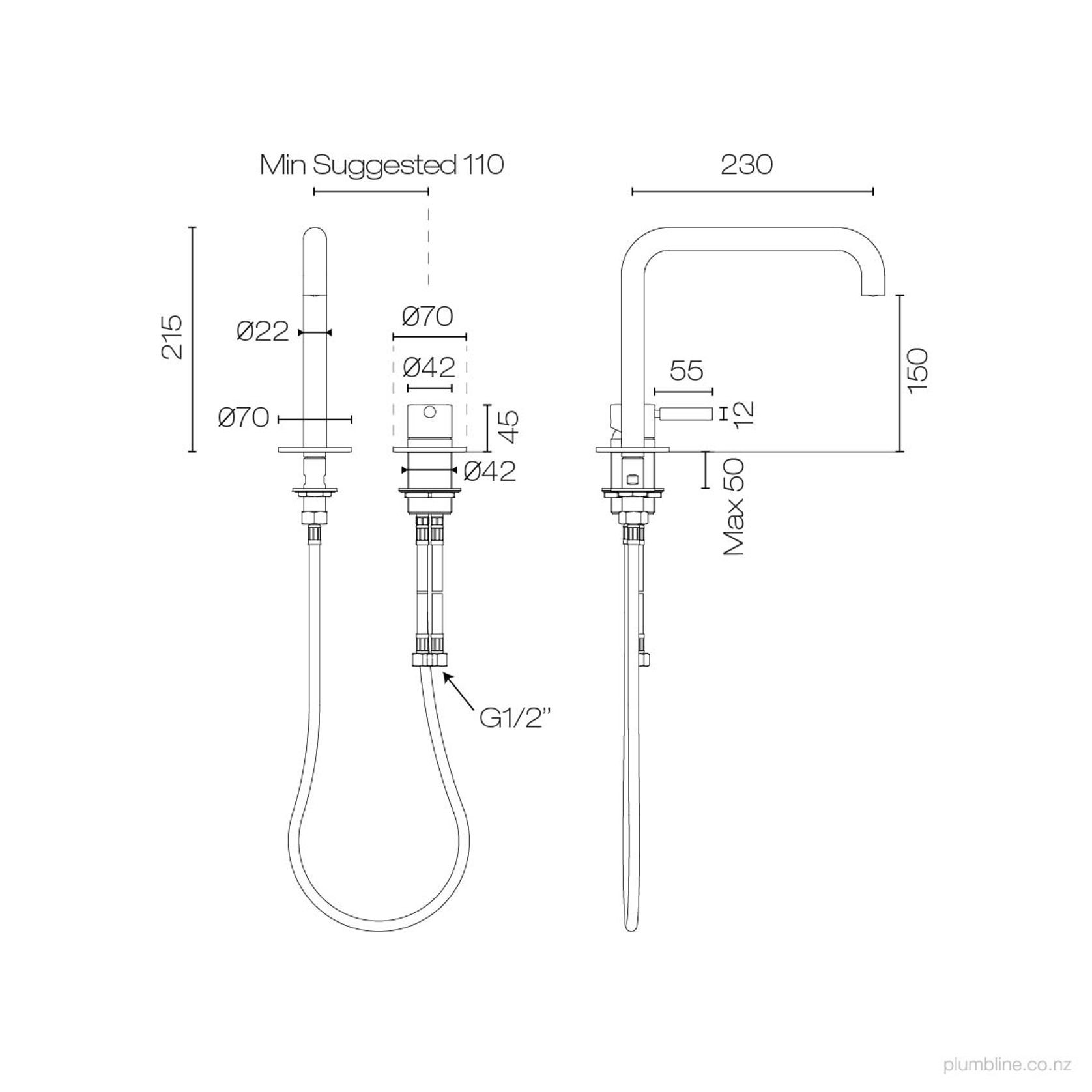 Buddy Pro Square 2 Hole Mixer gallery detail image