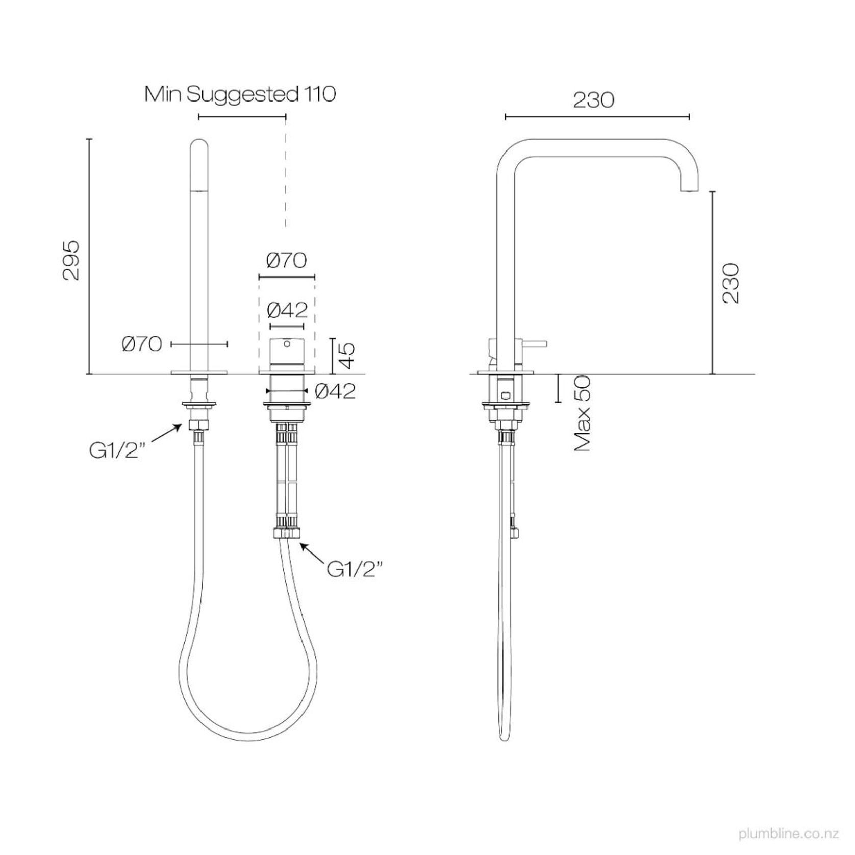 Buddy X Square 2 Hole High Mixer gallery detail image