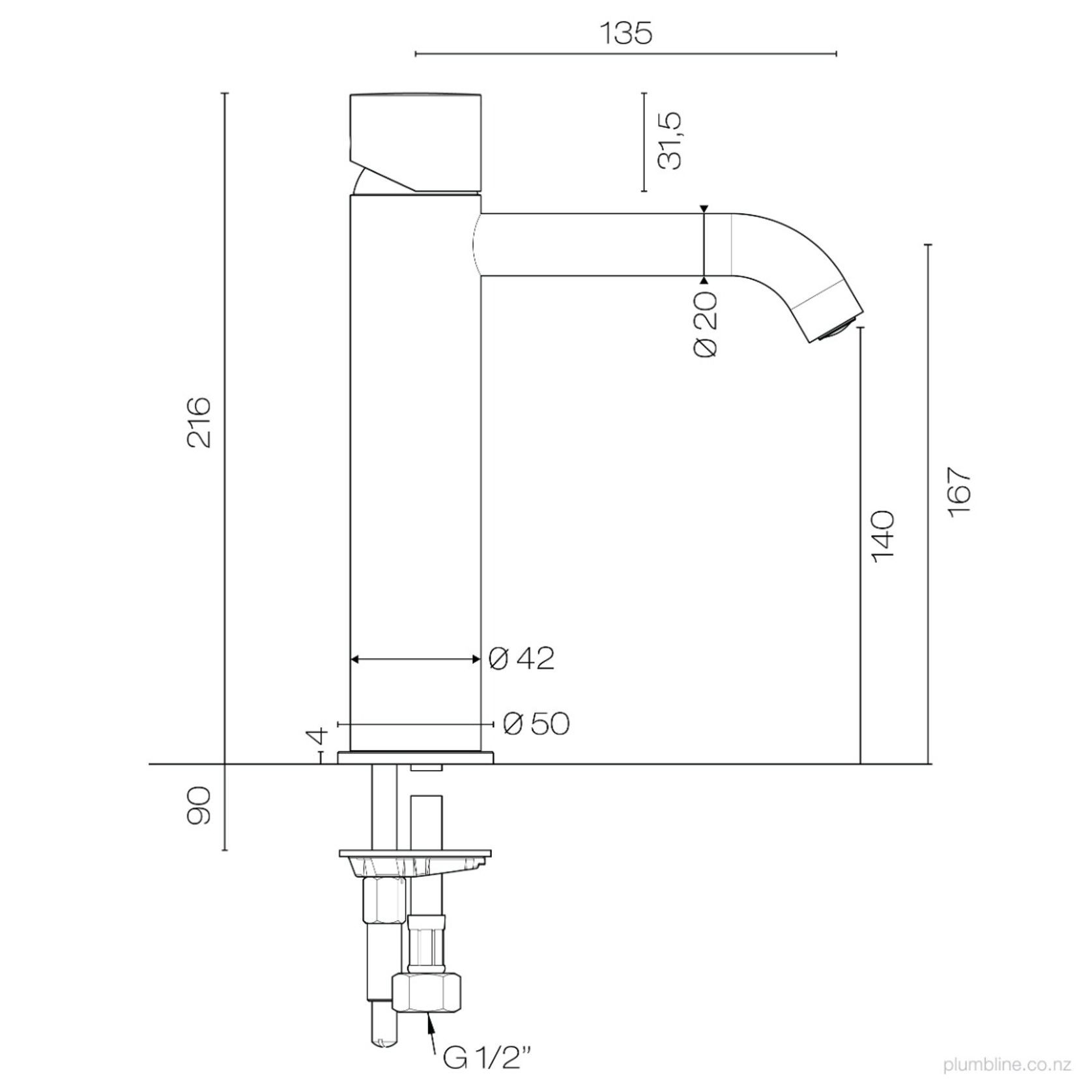 Buddy Zero Mid Height Basin Mixer gallery detail image