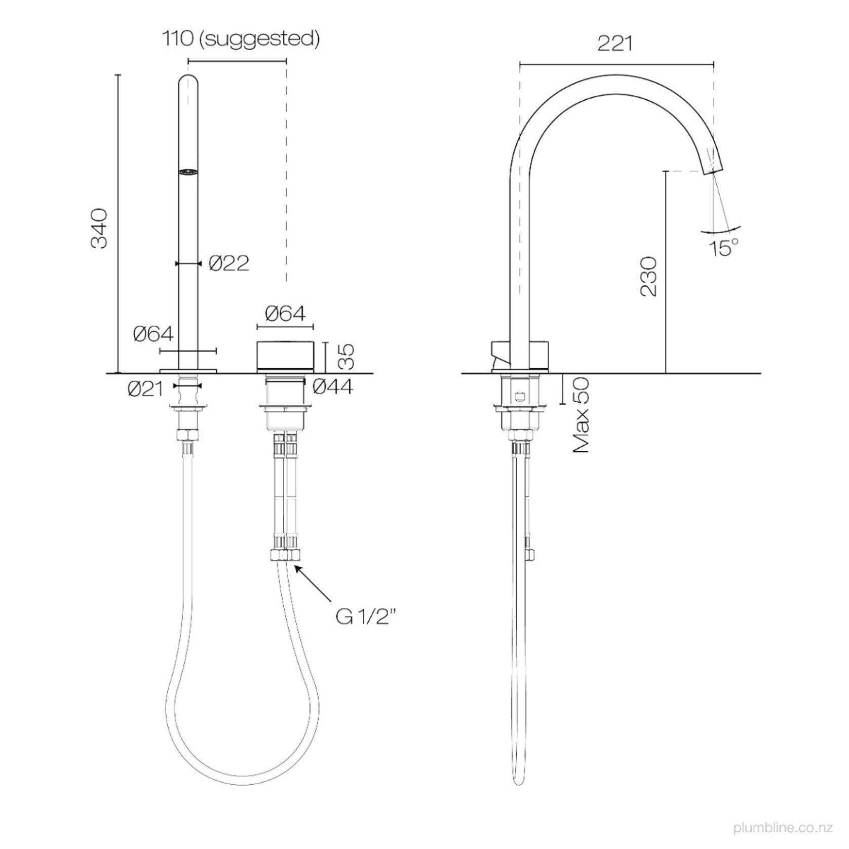 Buddy Zero Round 2 Hole High Mixer gallery detail image