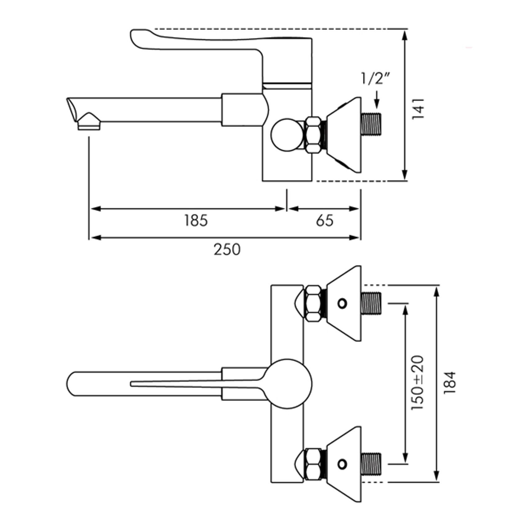 Delabie Securitherm Wall Mounted Bioclip Basin Mixer gallery detail image