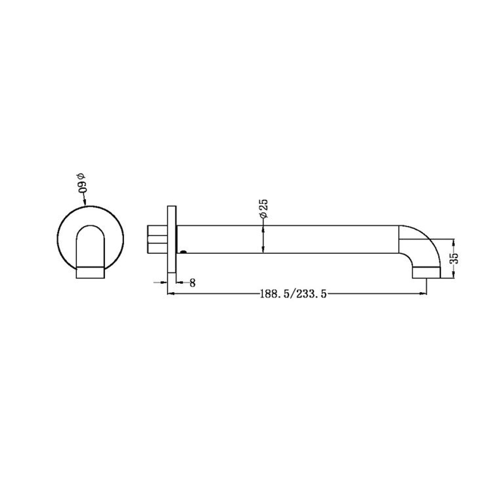 Zen SS316L Round Basin/Bath Spout 185mm | Graphite gallery detail image