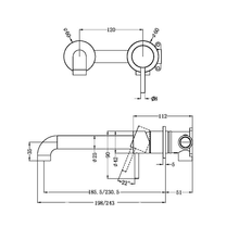 Zen SS316L Wall Basin/Bath Mixer Separate Back Plate 185mm Spout | Brushed Bronze gallery detail image