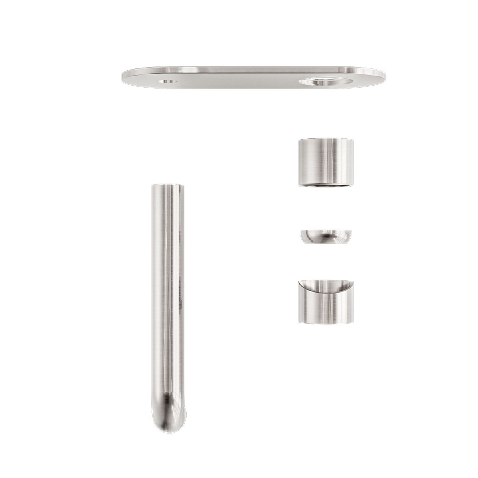 Zen SS316L Wall Basin/Bath Mixer 230mm Spout Trim Kits | Brushed Nickel gallery detail image