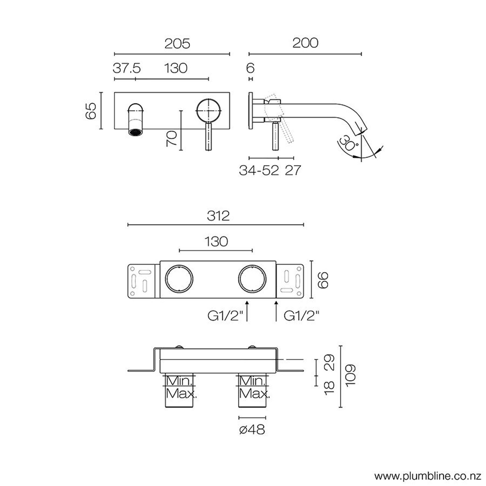Nostromo Wall Mount Mixer With Backplate gallery detail image