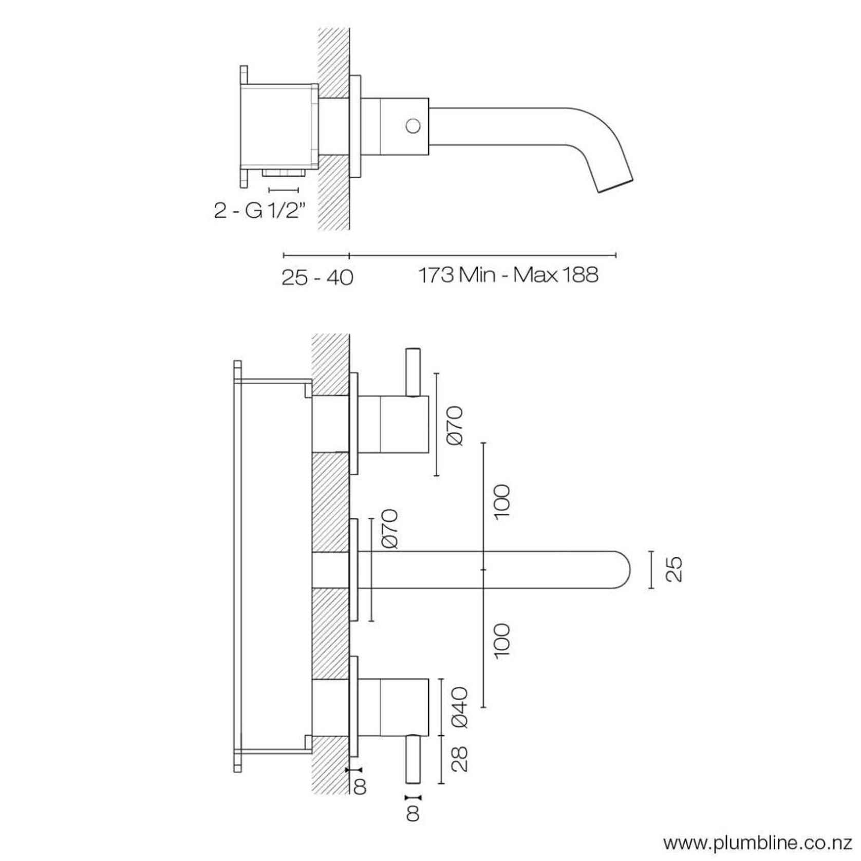 Swiss 3 Hole Wall Mount Mixer gallery detail image