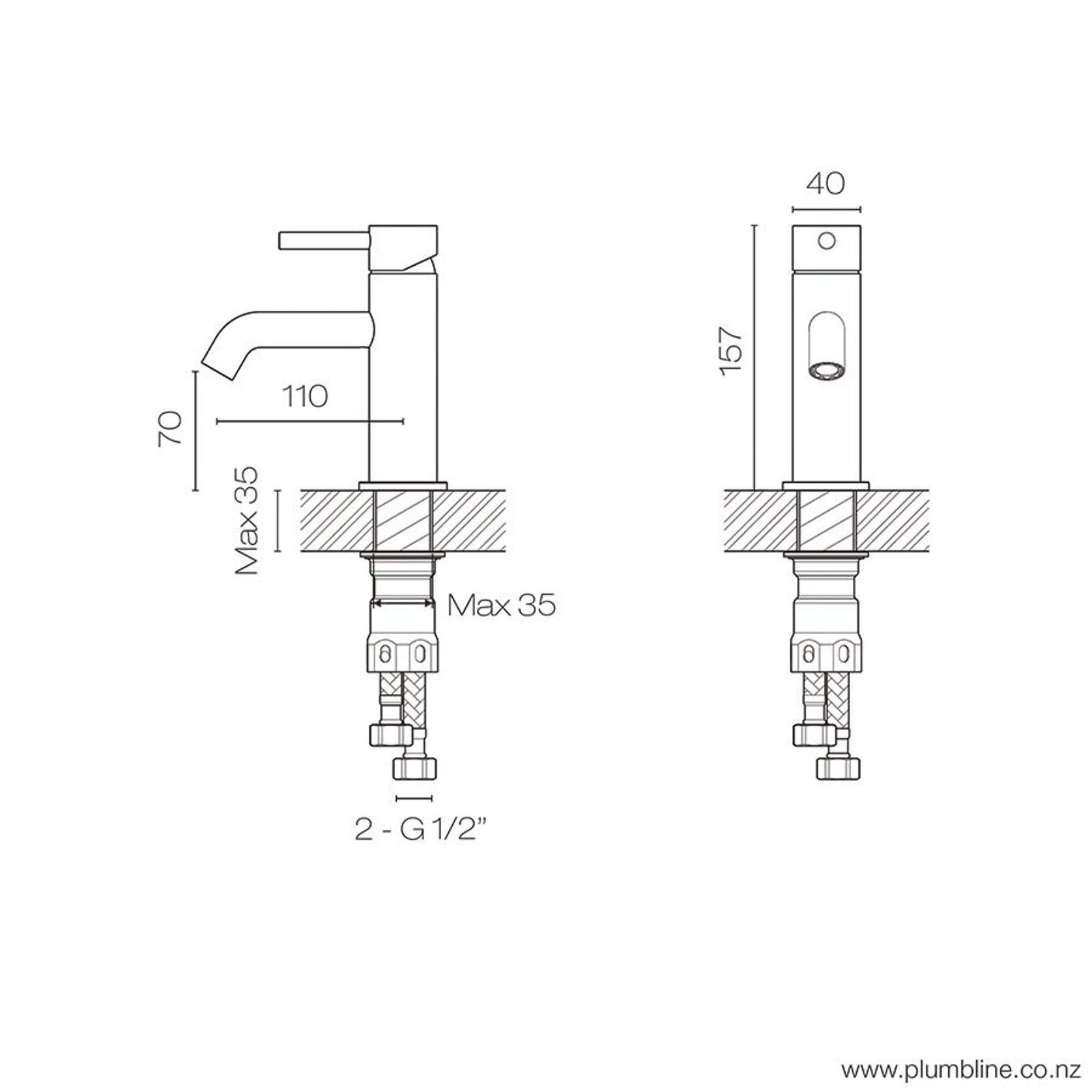 Tube Basin Mixer gallery detail image
