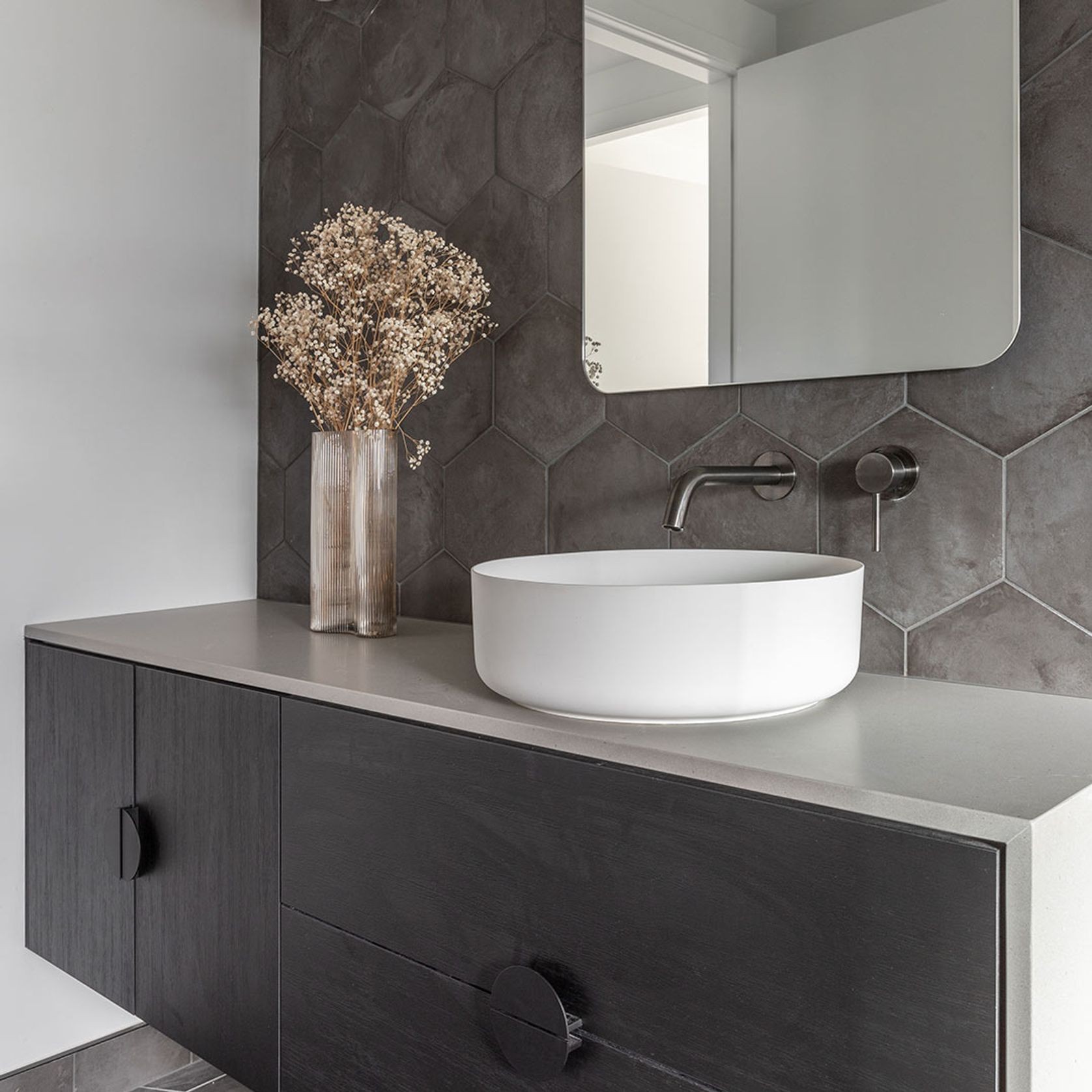 Elysian Minimal Mixer & Spout Set | Brushed Gunmetal gallery detail image