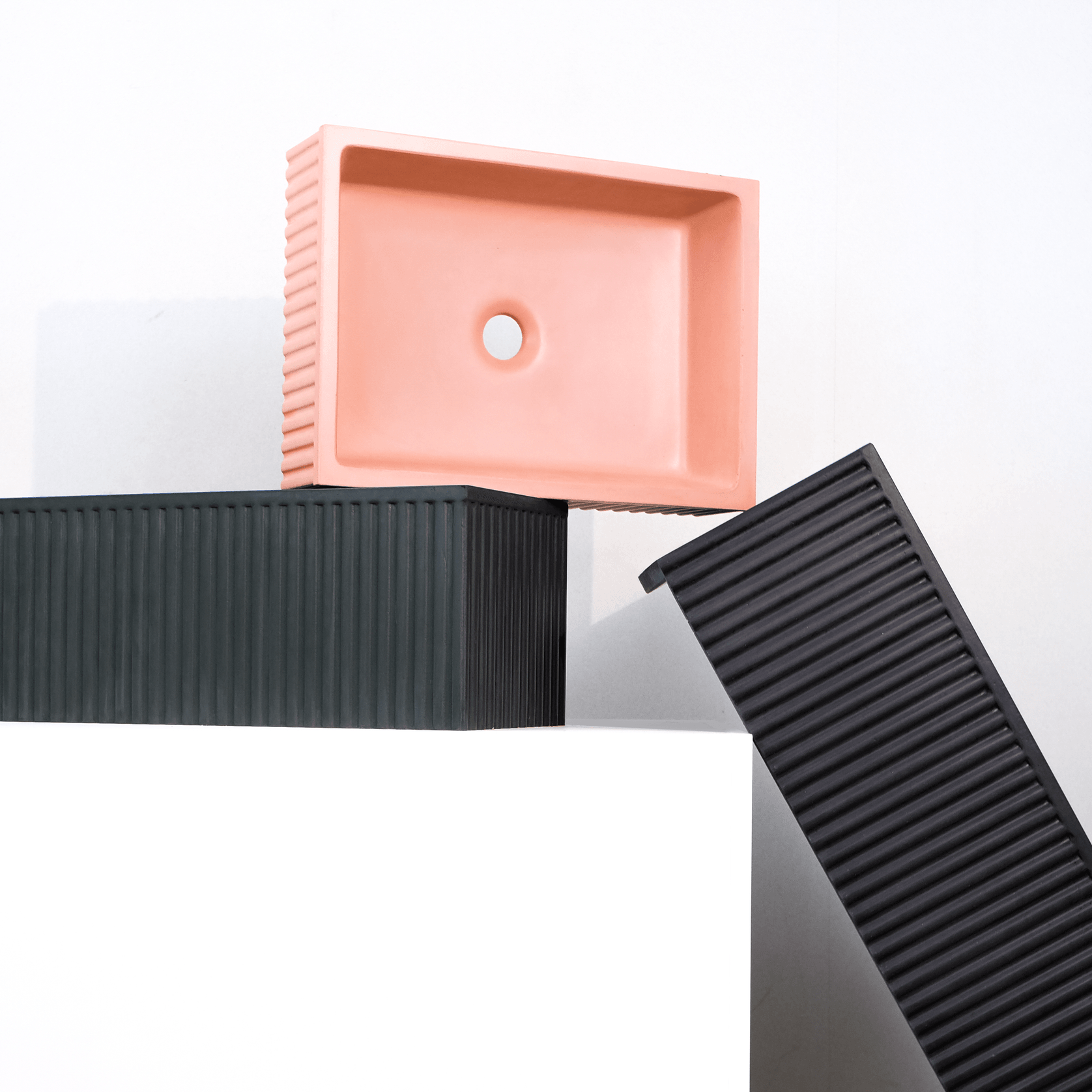 BARE Concrete Fluted Wall Basin gallery detail image