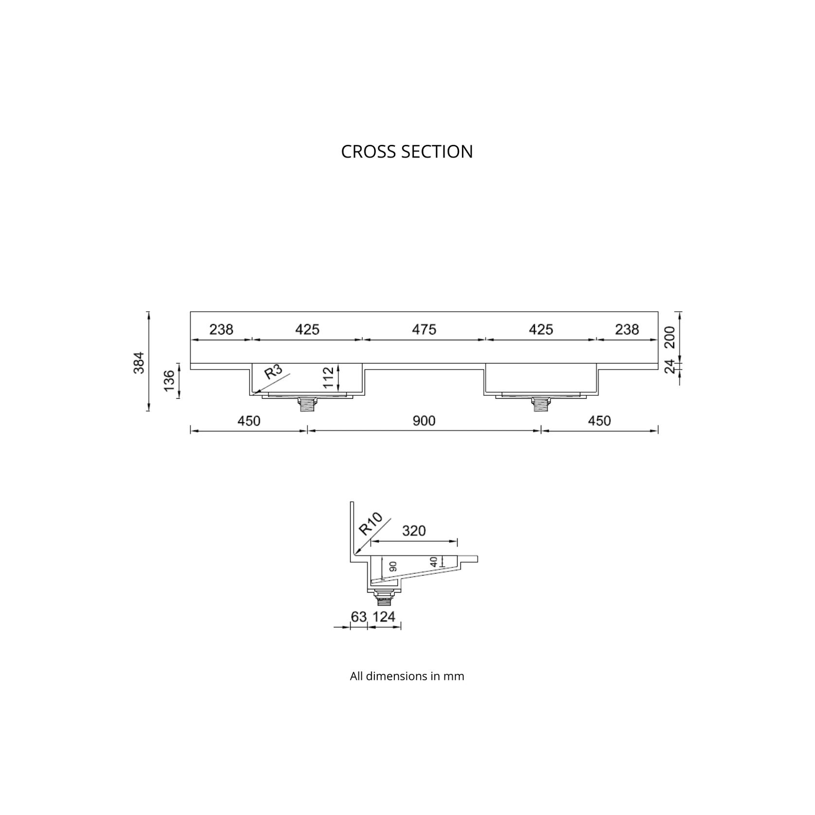 Corian® Multi basin Washplane 4222 gallery detail image