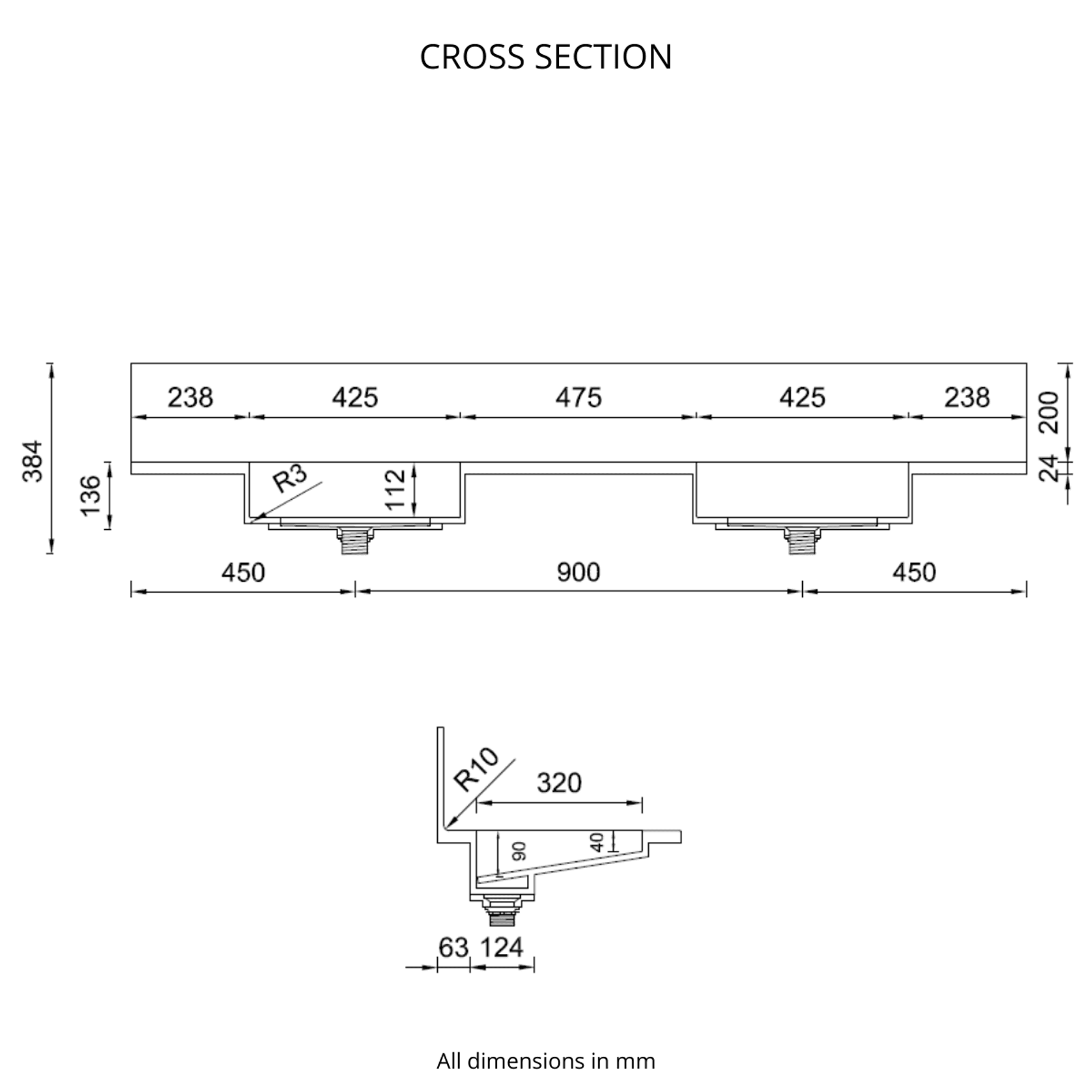 Corian® Multi basin Washplane 4222 gallery detail image