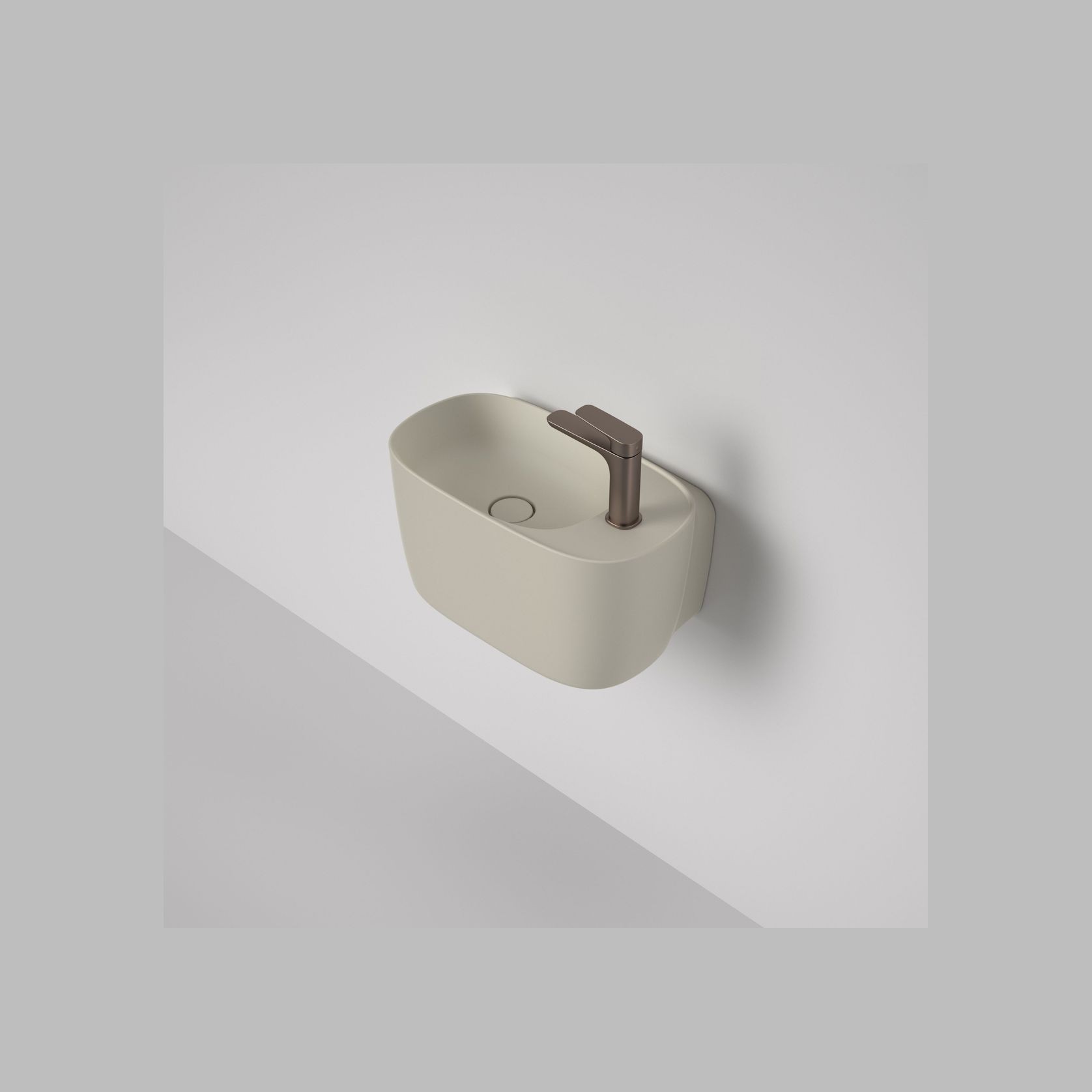 Contura II Hand Wall Basin (1 Tap Hole)  | Matte Clay gallery detail image