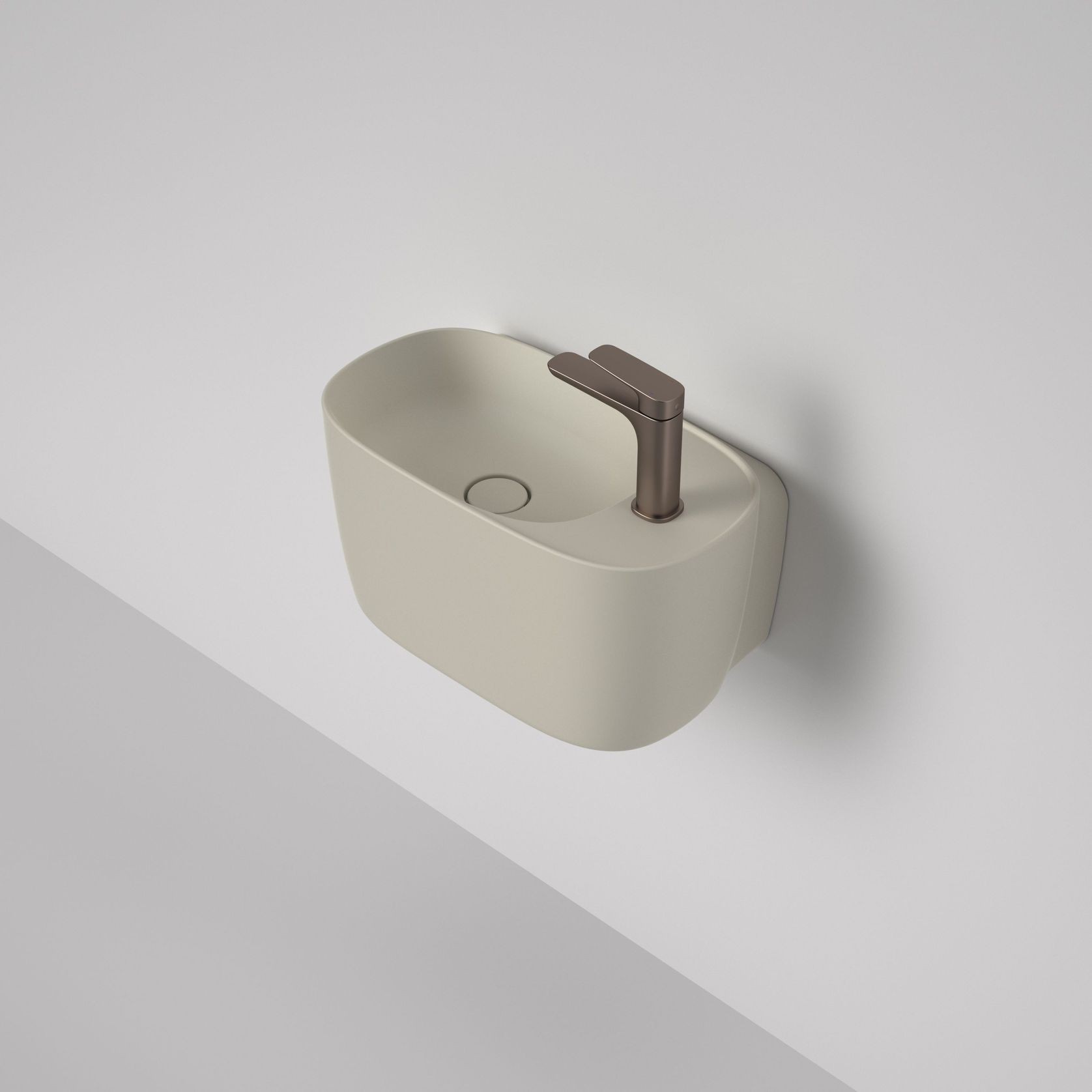 Contura II Hand Wall Basin (1 Tap Hole)  | Matte Clay gallery detail image