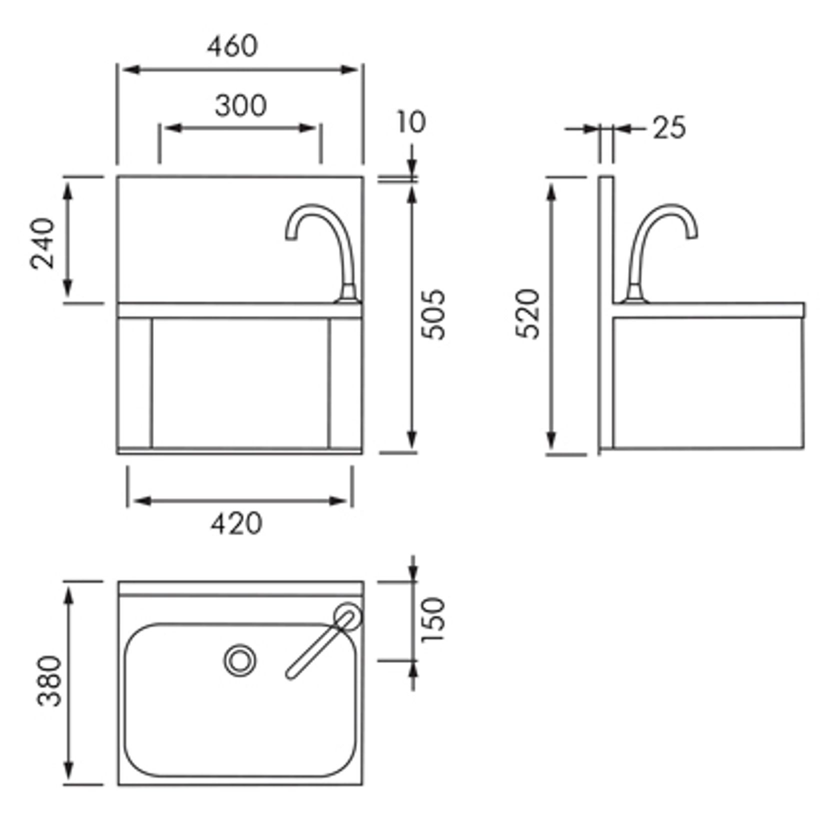 KWC Franke Stainless Steel Knee Operated Wash Basin gallery detail image