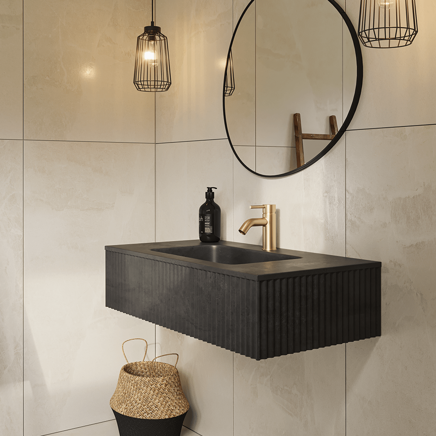 Bare Fluted Wall Basin gallery detail image