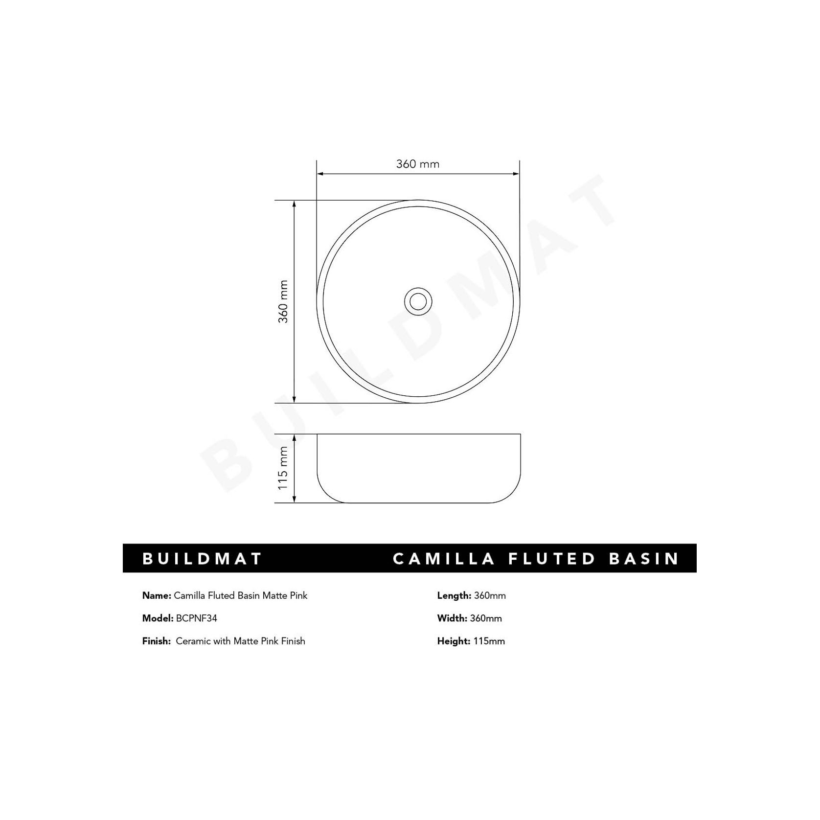 Camilla Fluted Matte Pink Basin gallery detail image