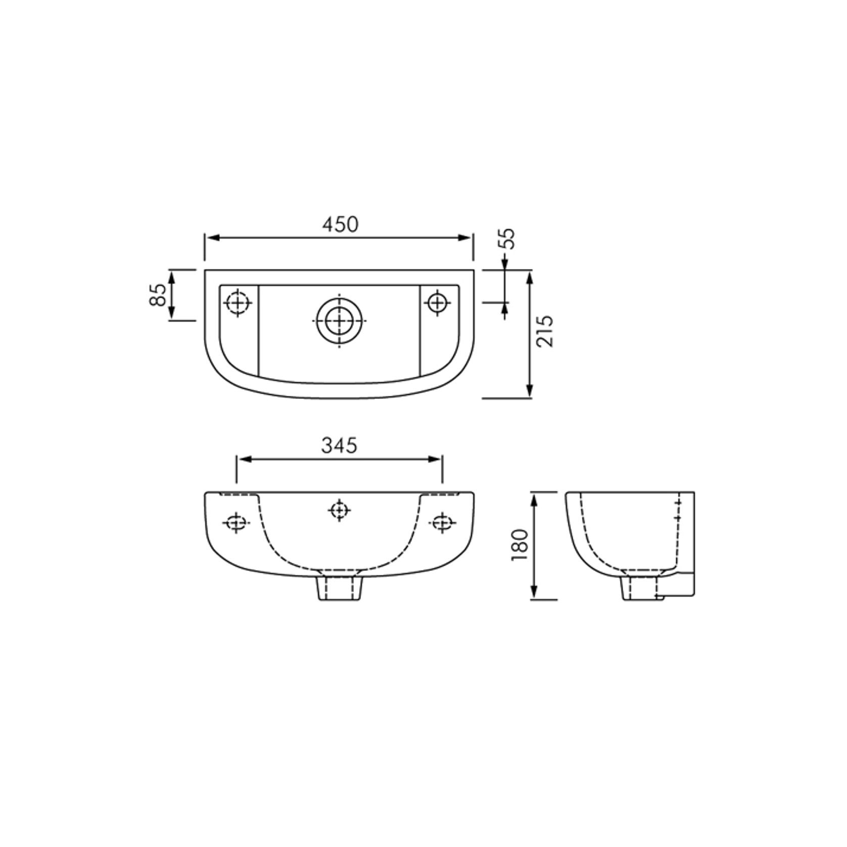 RAK Compact Slim Wall Hung Basin gallery detail image