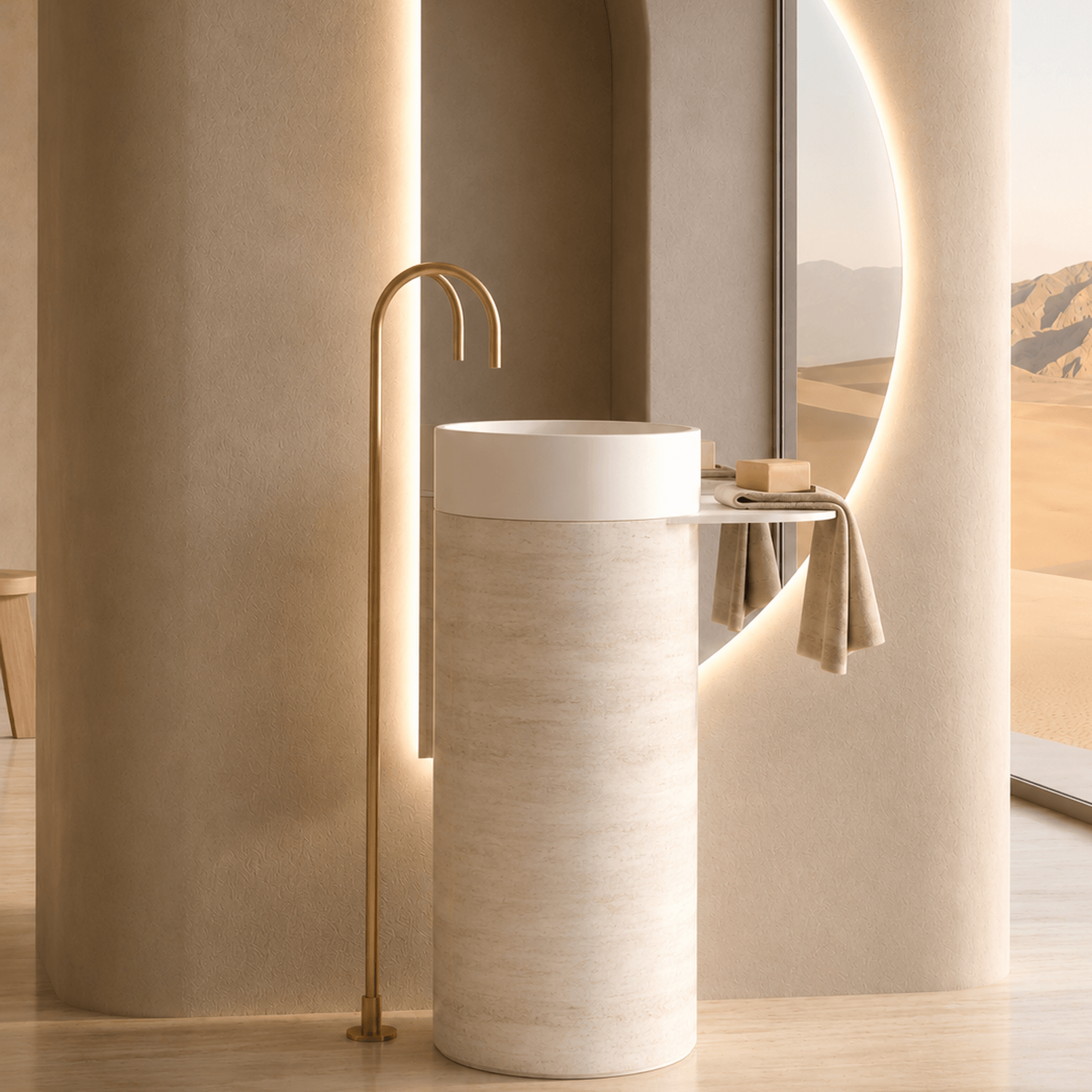 Desert Rock Free Standing Pedestal Basin - DRV002 gallery detail image