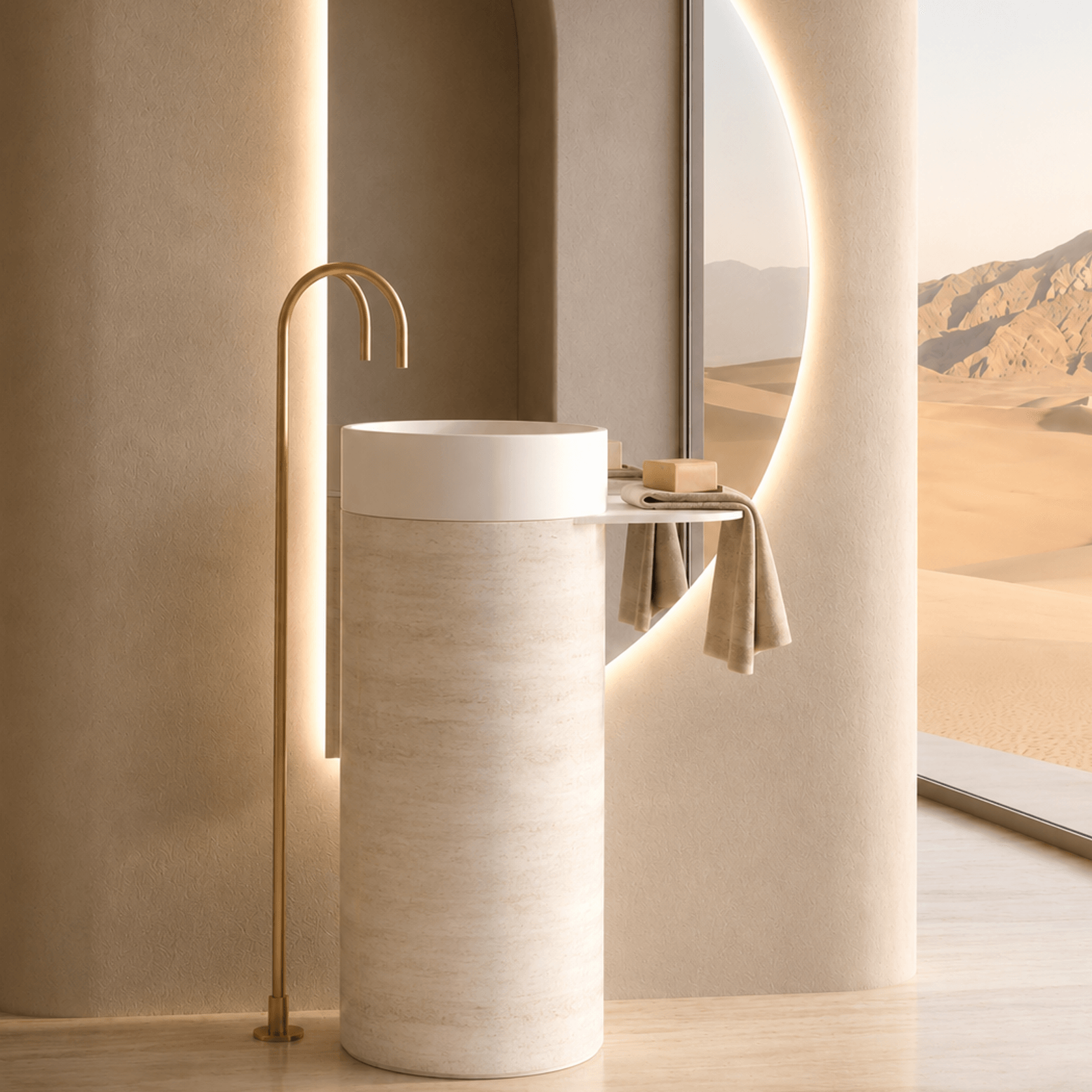 Desert Rock Free Standing Pedestal Basin - DRV002 gallery detail image