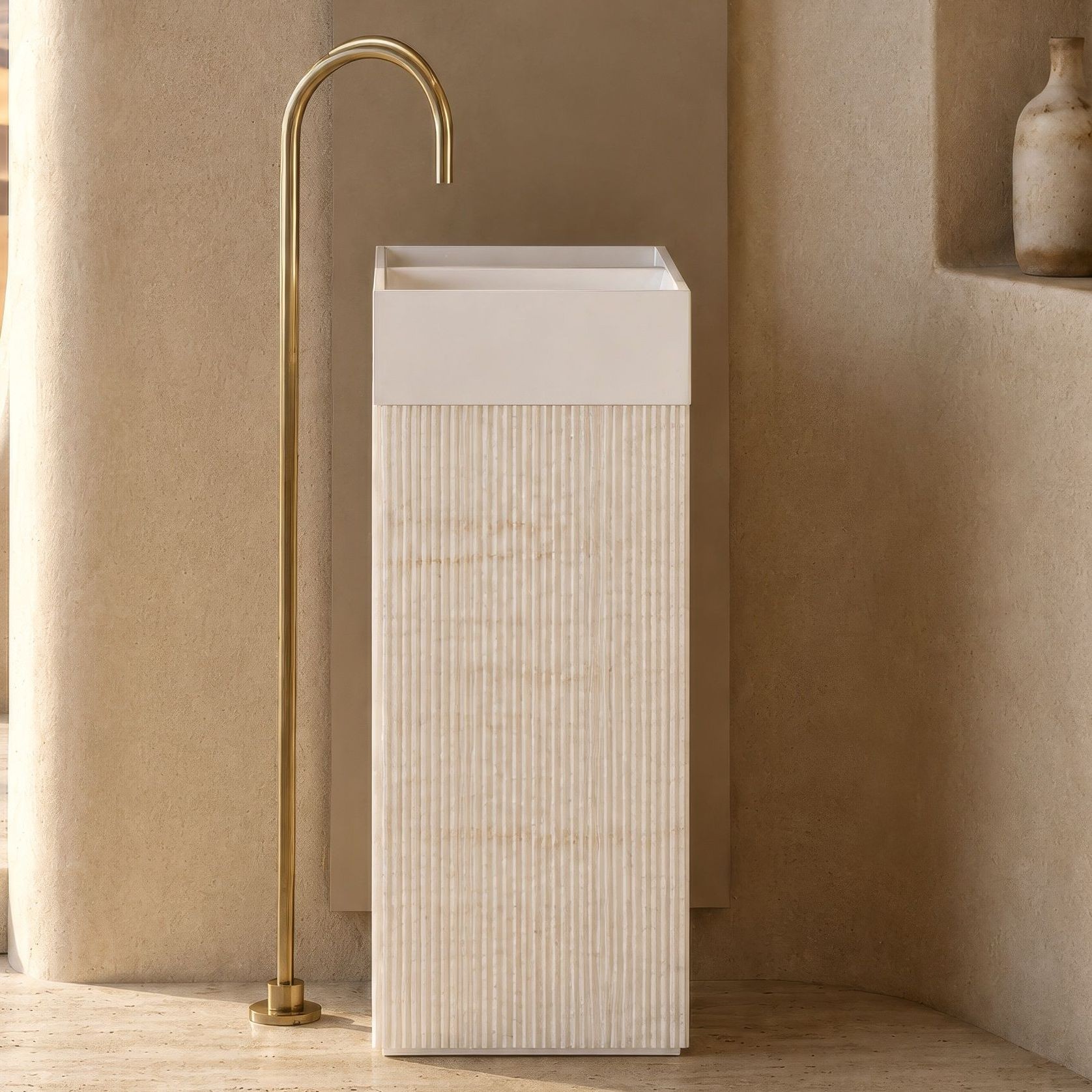 Desert Rock Freestanding Pedestal Basin - DRV005 gallery detail image