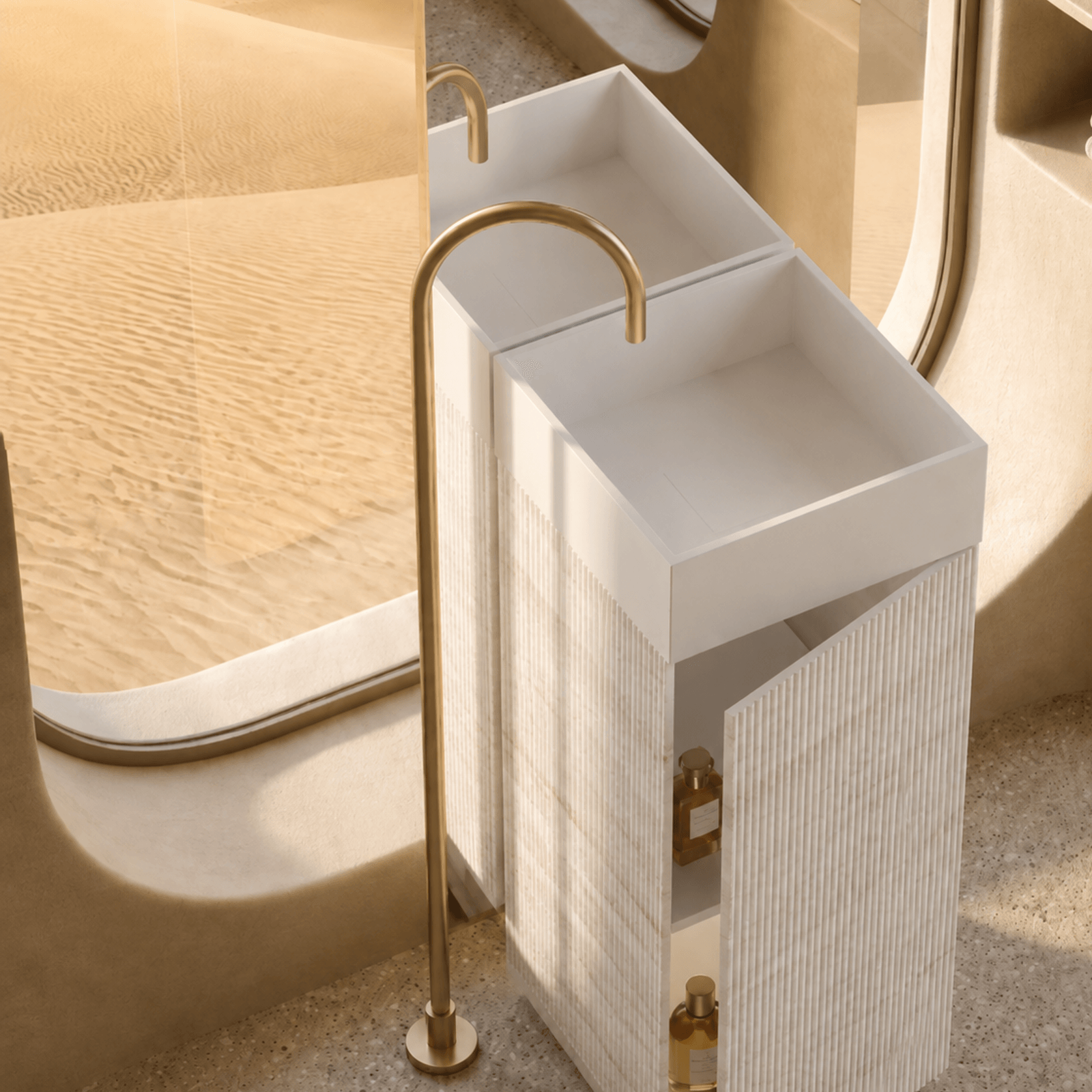 Desert Rock Freestanding Pedestal Basin - DRV005 gallery detail image