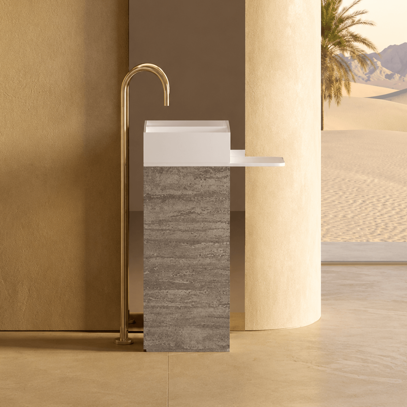 Desert Rock Freestanding Pedestal Basin - DRV006 gallery detail image