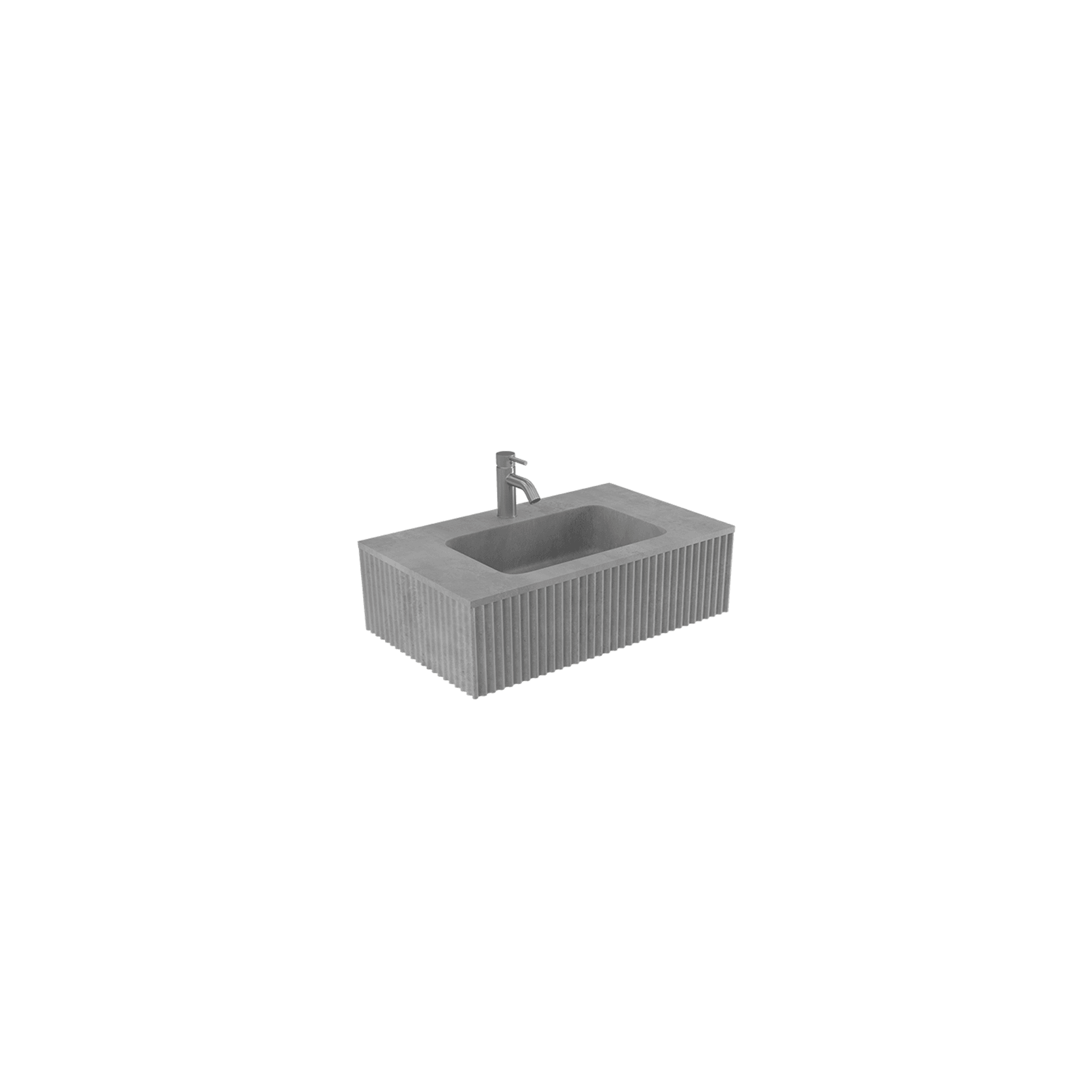 BARE Concrete Fluted Wall Basin 755mm gallery detail image