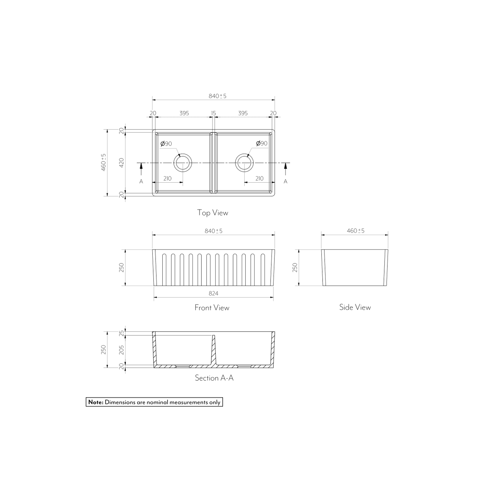 Henley Double Fluted Farmhouse Sink gallery detail image