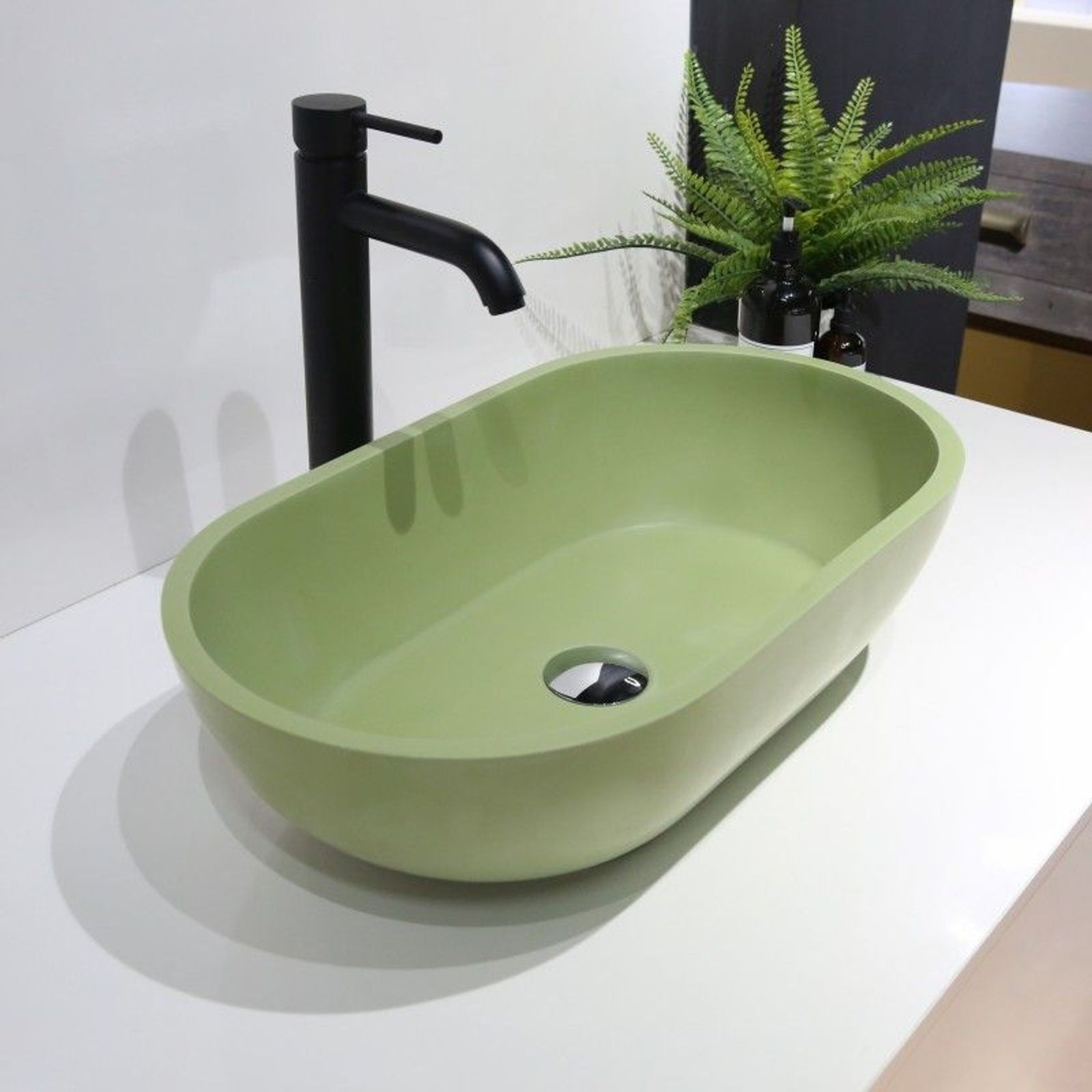 B1312 Green Freestanding Stone Basin 560mm gallery detail image