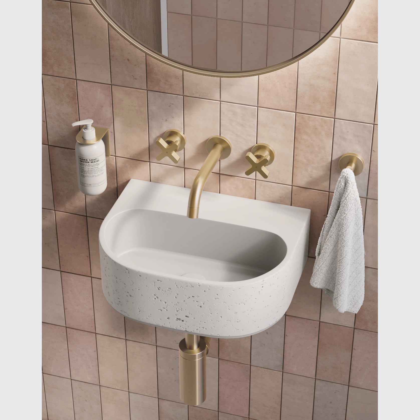 Nelios Concrete Wall Hung Basin | Matte White gallery detail image