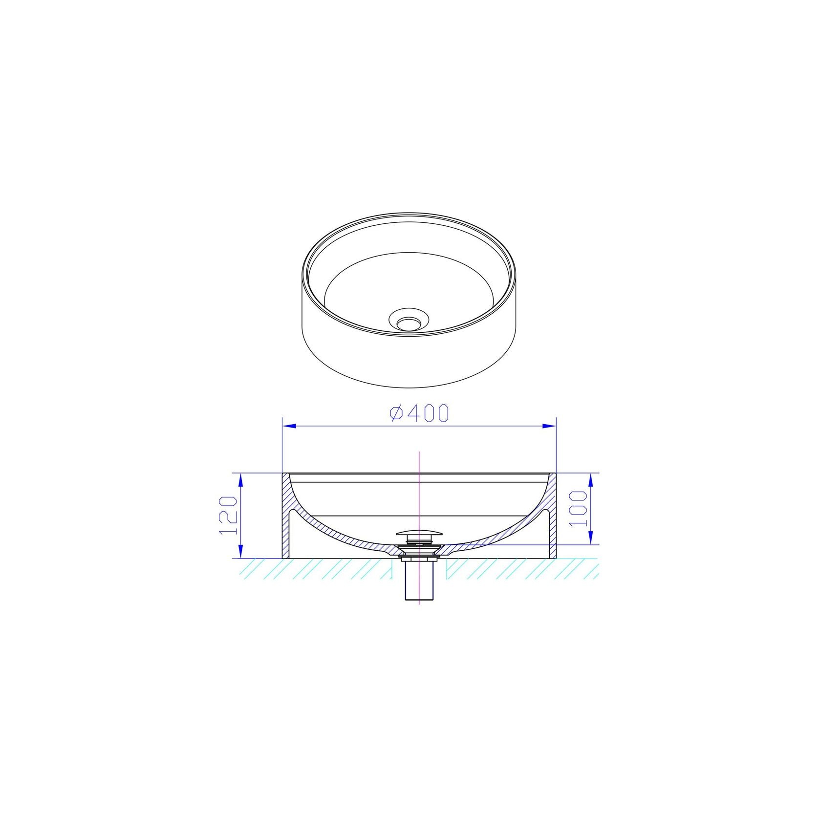 iStone Round Basin 400 x 105mm Gloss White gallery detail image