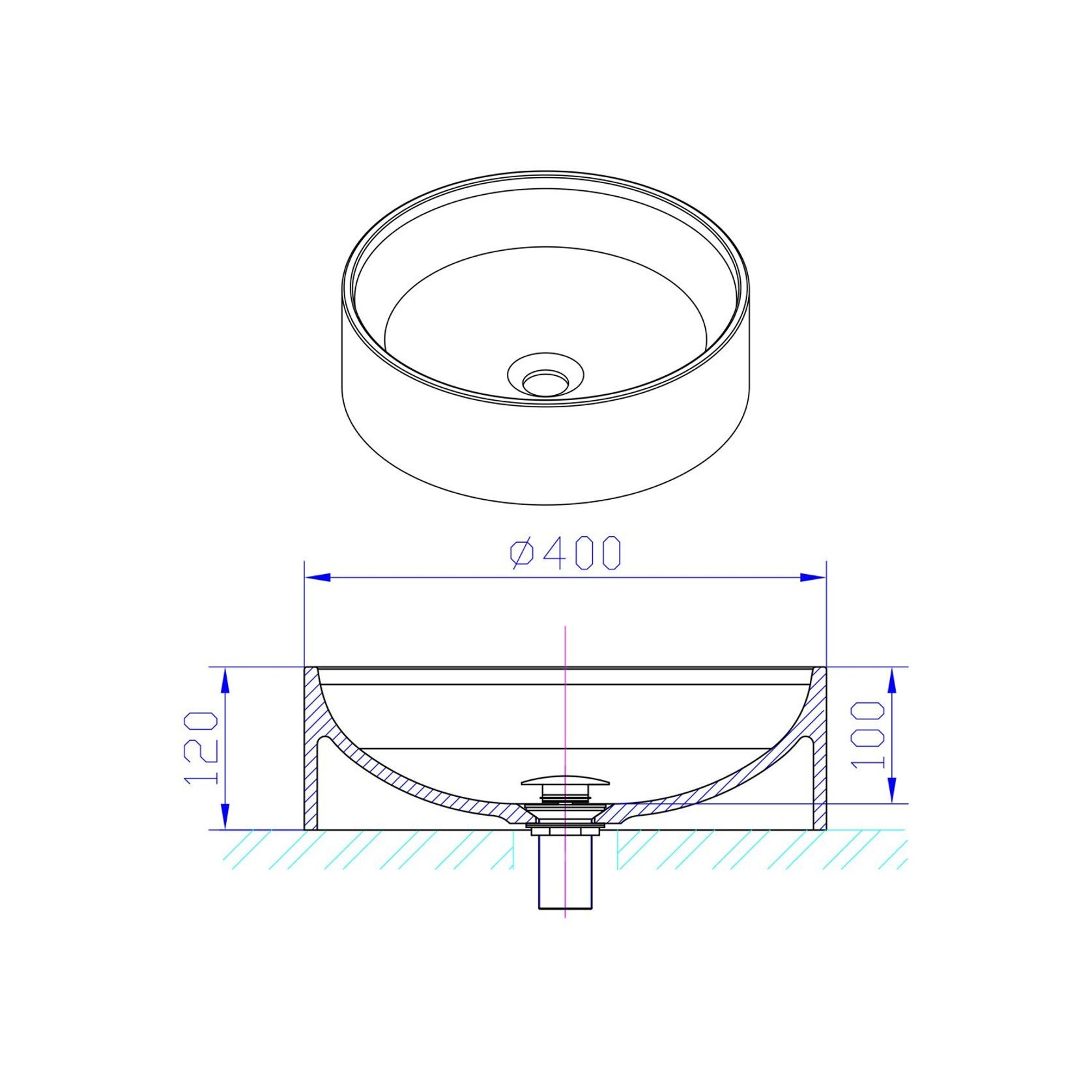 iStone Round Basin 400 x 105mm Gloss White gallery detail image
